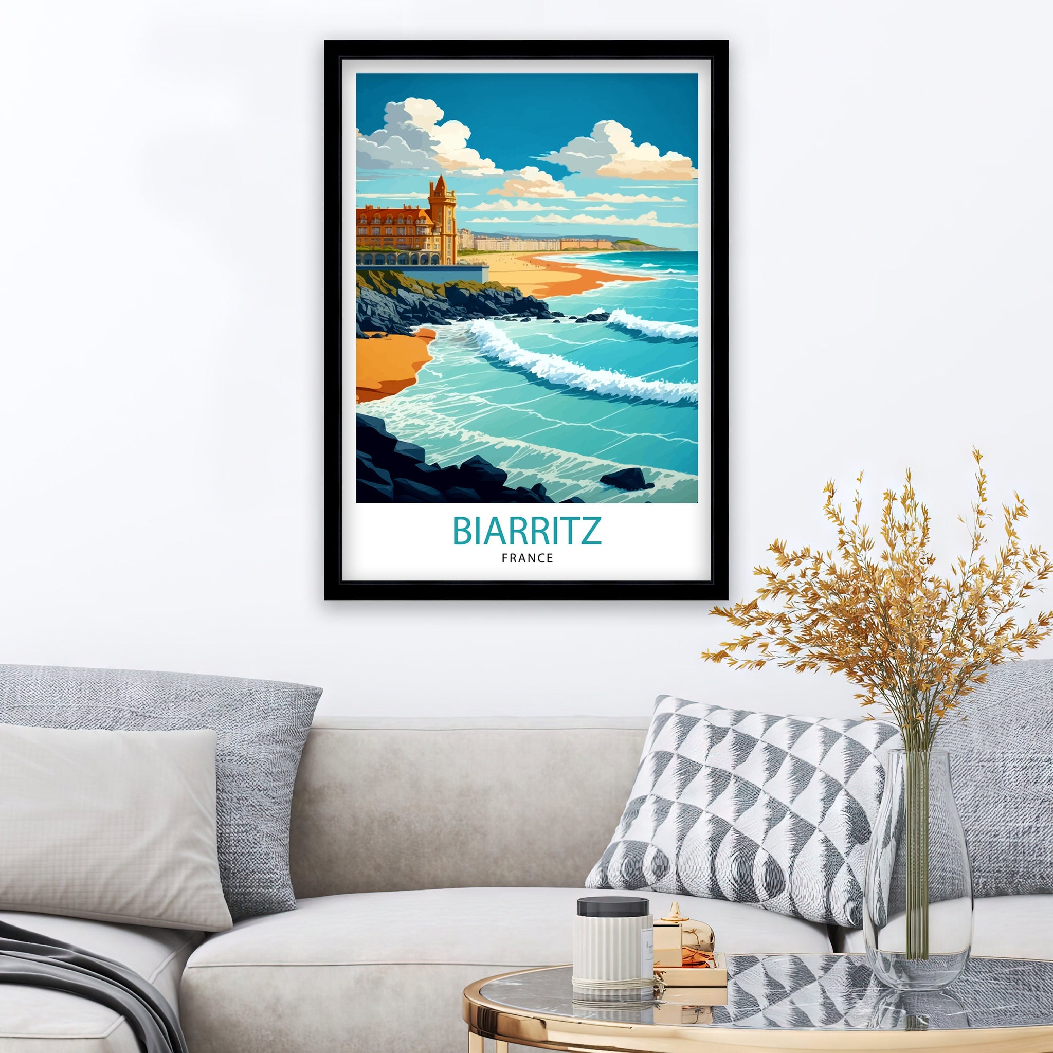 Biarritz France Travel Print Biarritz Wall Decor Biarritz Home Living Decor Biarritz France Illustration Travel Poster Gift for Biarritz