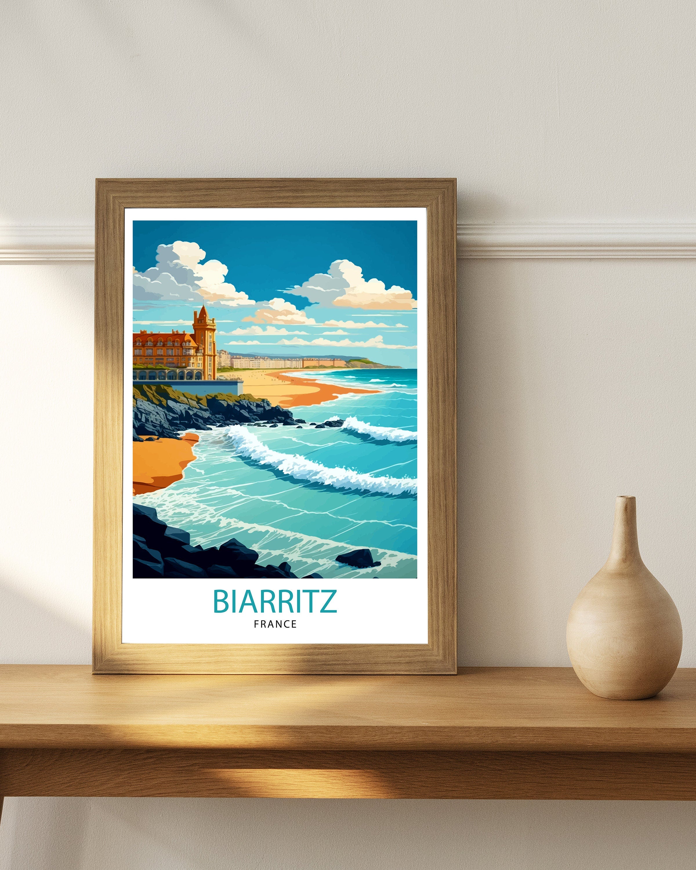 Biarritz France Travel Print Biarritz Wall Decor Biarritz Home Living Decor Biarritz France Illustration Travel Poster Gift for Biarritz