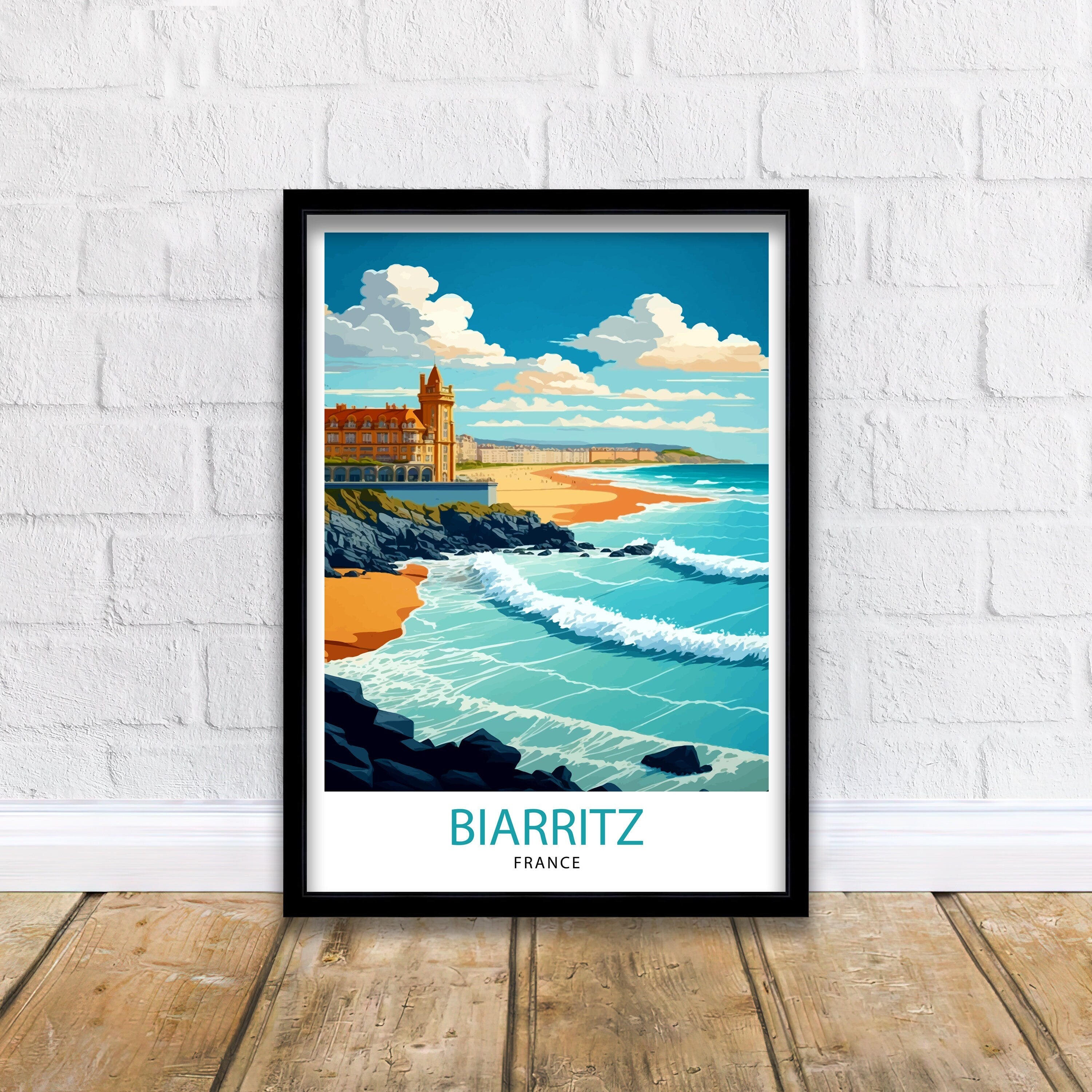 Biarritz France Travel Print Biarritz Wall Decor Biarritz Home Living Decor Biarritz France Illustration Travel Poster Gift for Biarritz