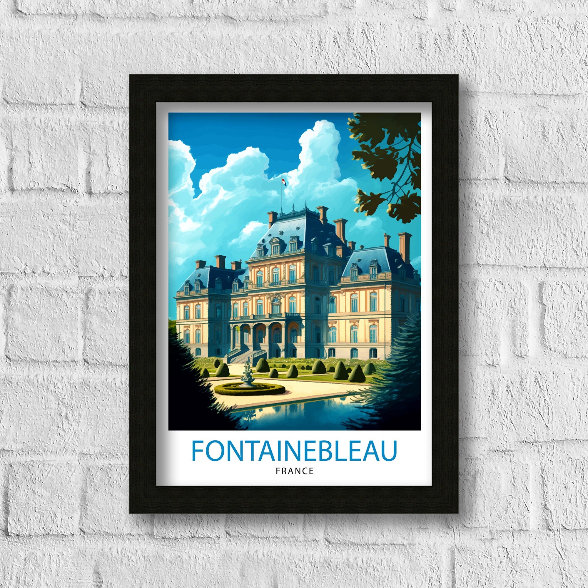 Fontainebleau France Travel Print Fontainebleau Wall Decor Fontainebleau Home Living Decor Fontainebleau France Illustration Travel Poster