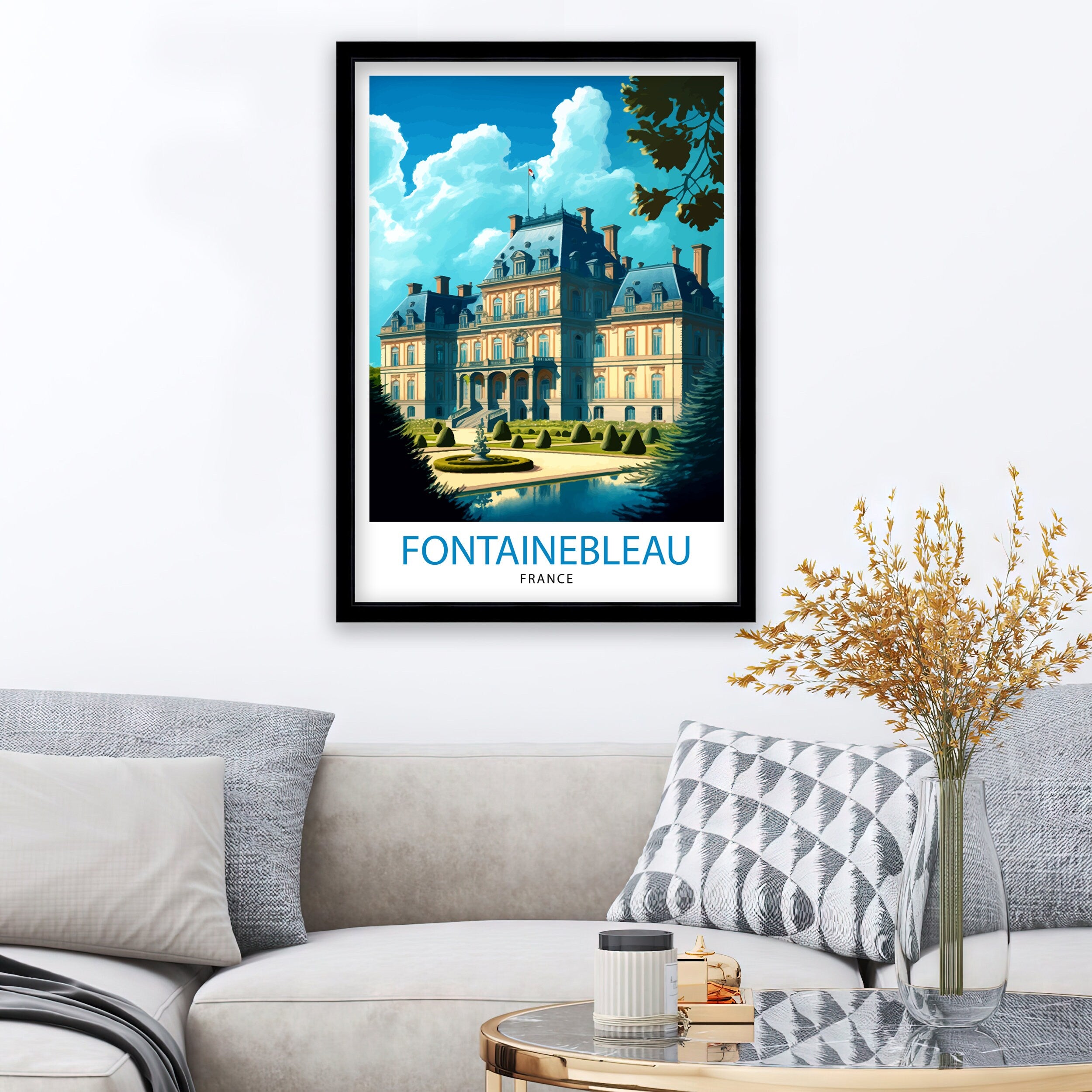 Fontainebleau France Travel Print Fontainebleau Wall Decor Fontainebleau Home Living Decor Fontainebleau France Illustration Travel Poster