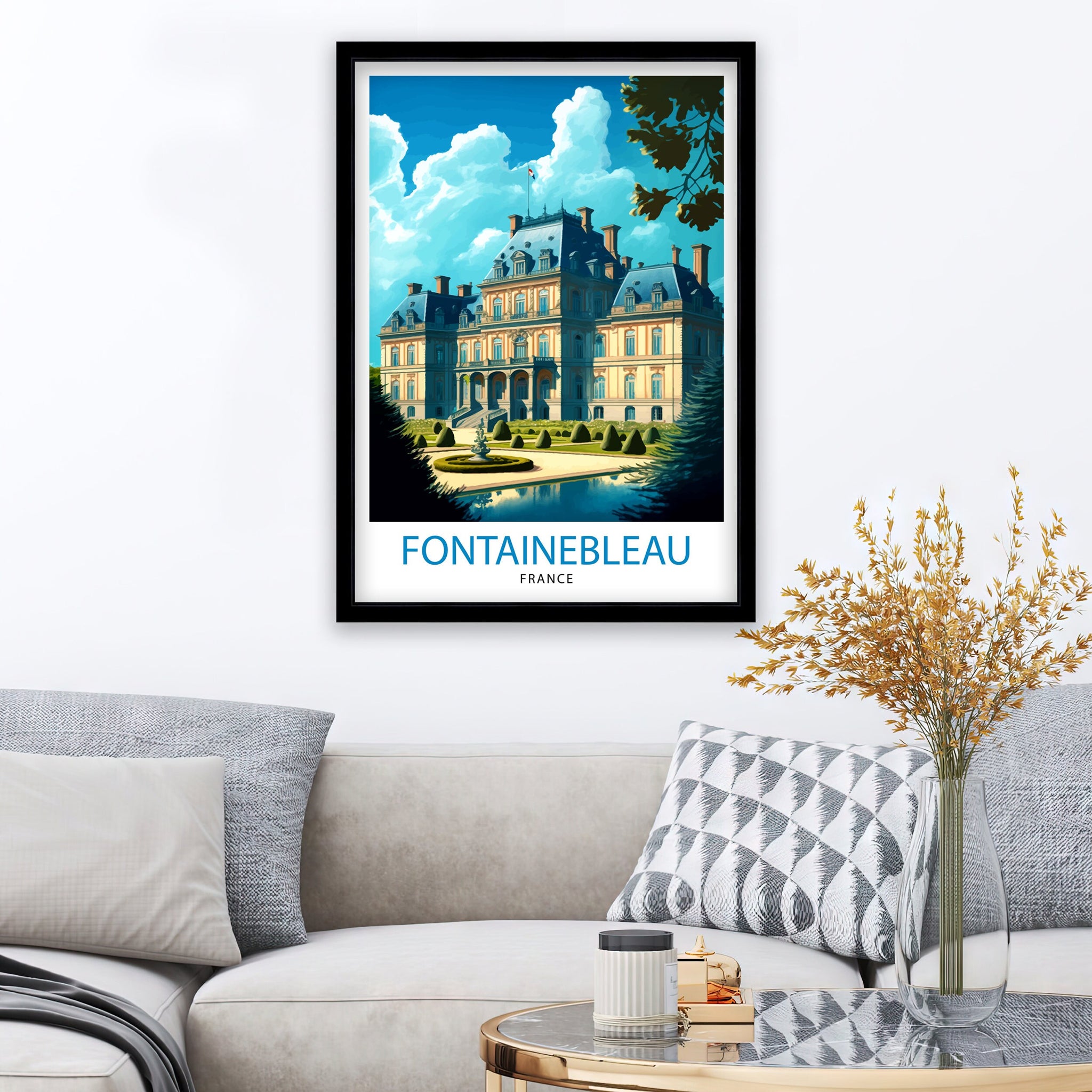 Fontainebleau France Travel Print Fontainebleau Wall Decor Fontainebleau Home Living Decor Fontainebleau France Illustration Travel Poster