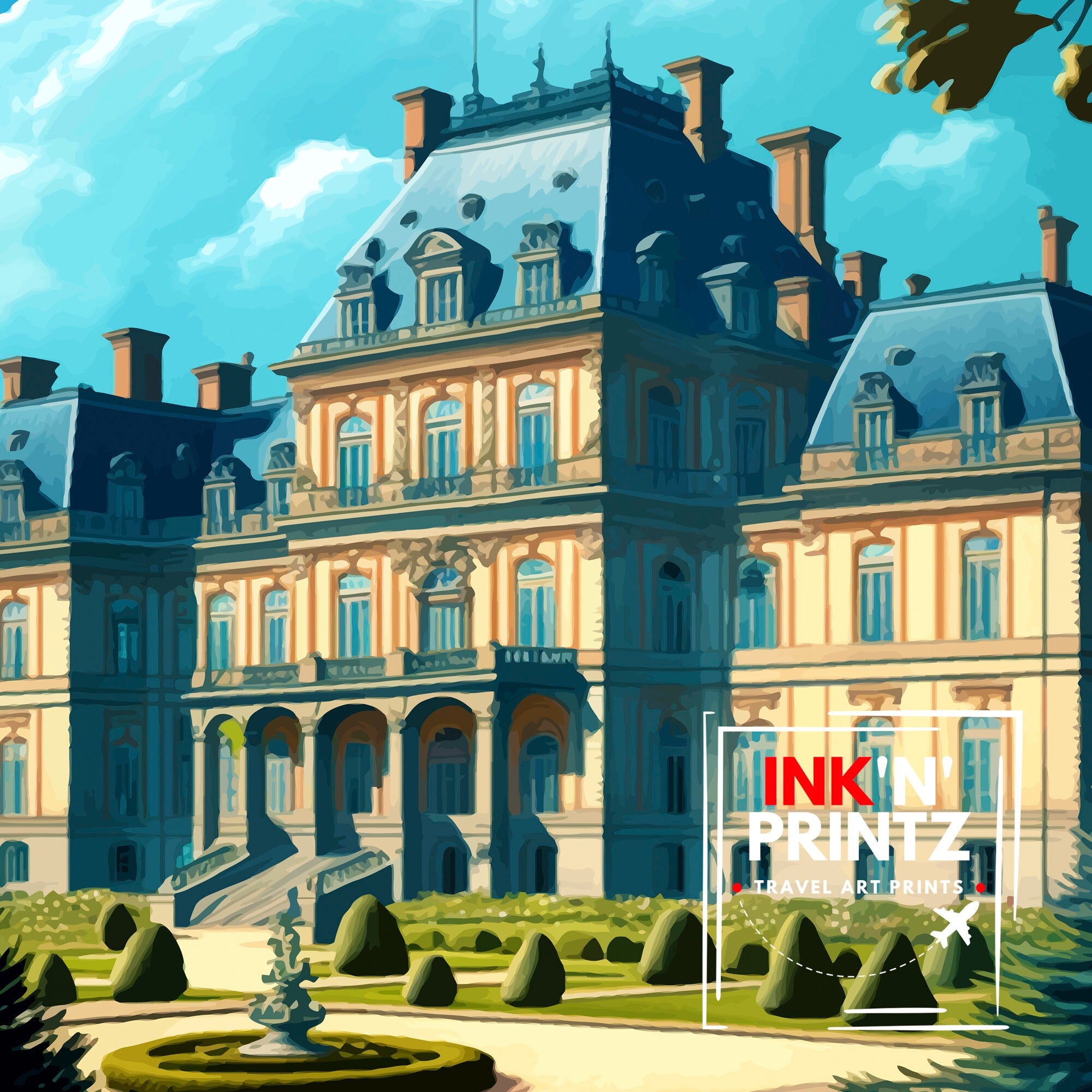 Fontainebleau France Travel Print Fontainebleau Wall Decor Fontainebleau Home Living Decor Fontainebleau France Illustration Travel Poster