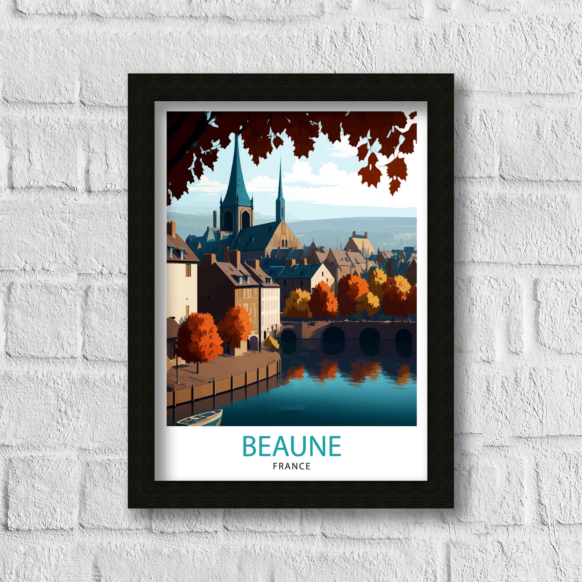 Beaune France Travel Print Beaune Wall Decor Beaune Home Living Decor Beaune France Illustration Travel Poster Gift for Beaune France