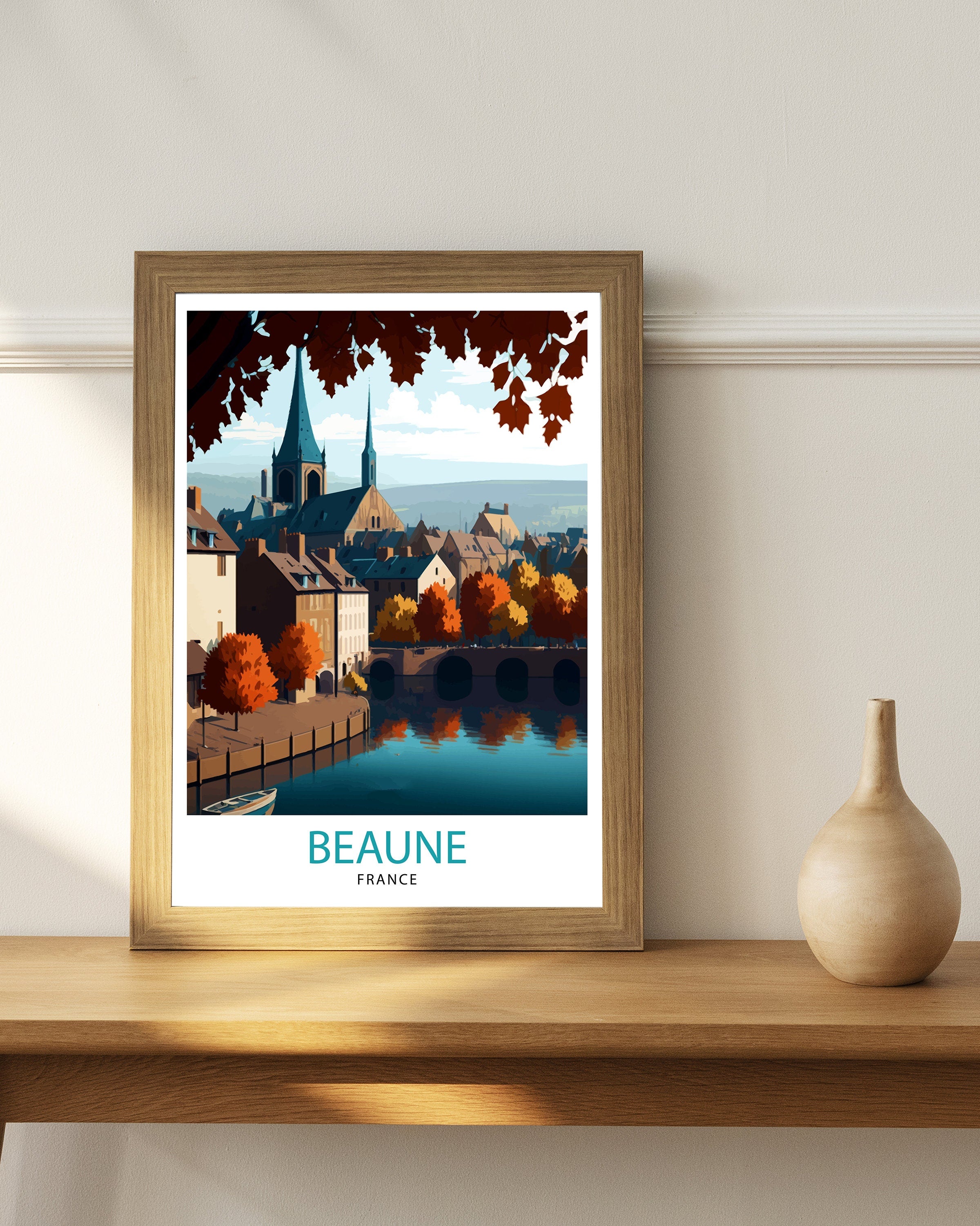 Beaune France Travel Print Beaune Wall Decor Beaune Home Living Decor Beaune France Illustration Travel Poster Gift for Beaune France