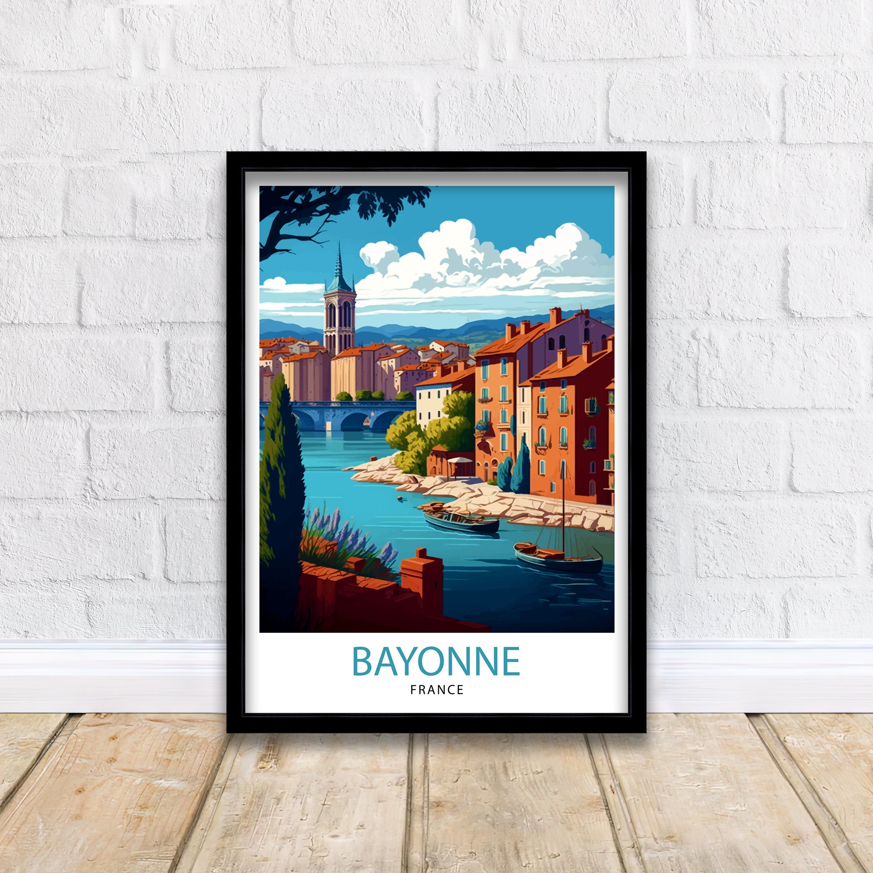 Bayonne France Travel Print Bayonne Wall Decor Bayonne Home Living Decor Bayonne France Illustration Travel Poster Gift for Bayonne