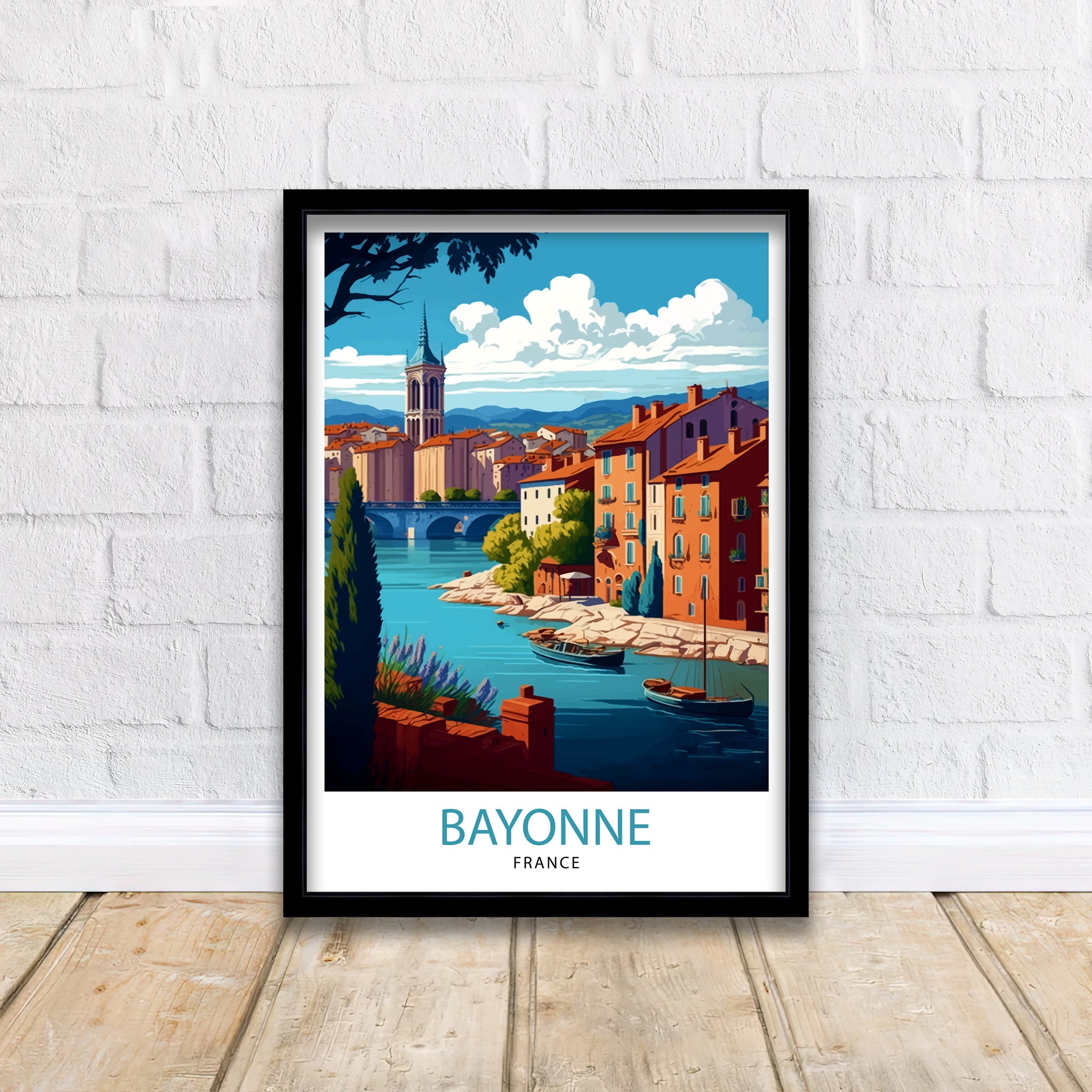 Bayonne France Travel Print Bayonne Wall Decor Bayonne Home Living Decor Bayonne France Illustration Travel Poster Gift for Bayonne