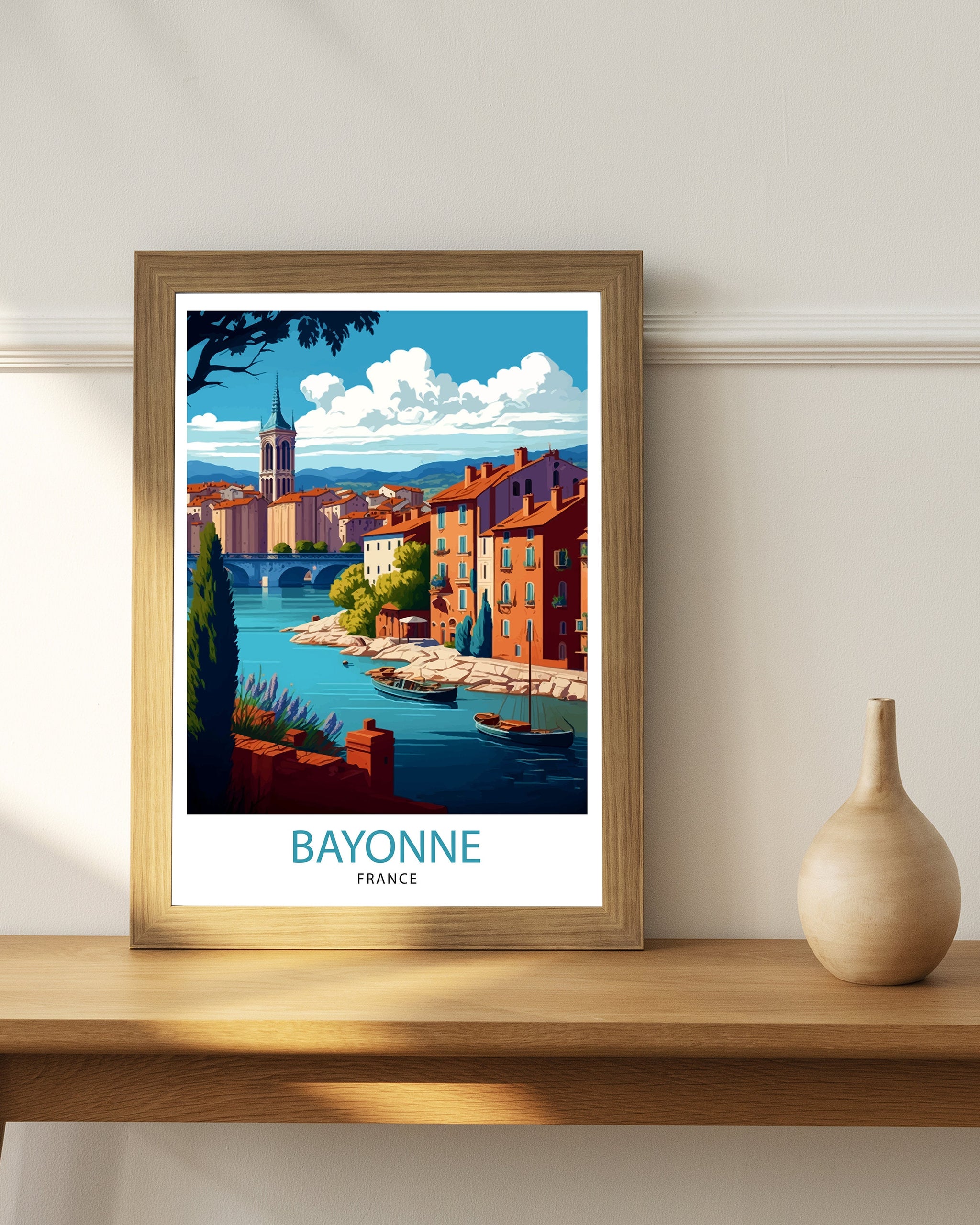 Bayonne France Travel Print Bayonne Wall Decor Bayonne Home Living Decor Bayonne France Illustration Travel Poster Gift for Bayonne