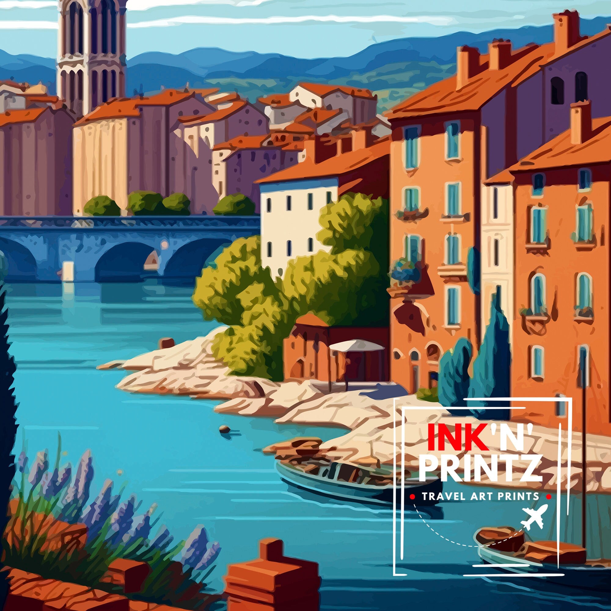 Bayonne France Travel Print Bayonne Wall Decor Bayonne Home Living Decor Bayonne France Illustration Travel Poster Gift for Bayonne
