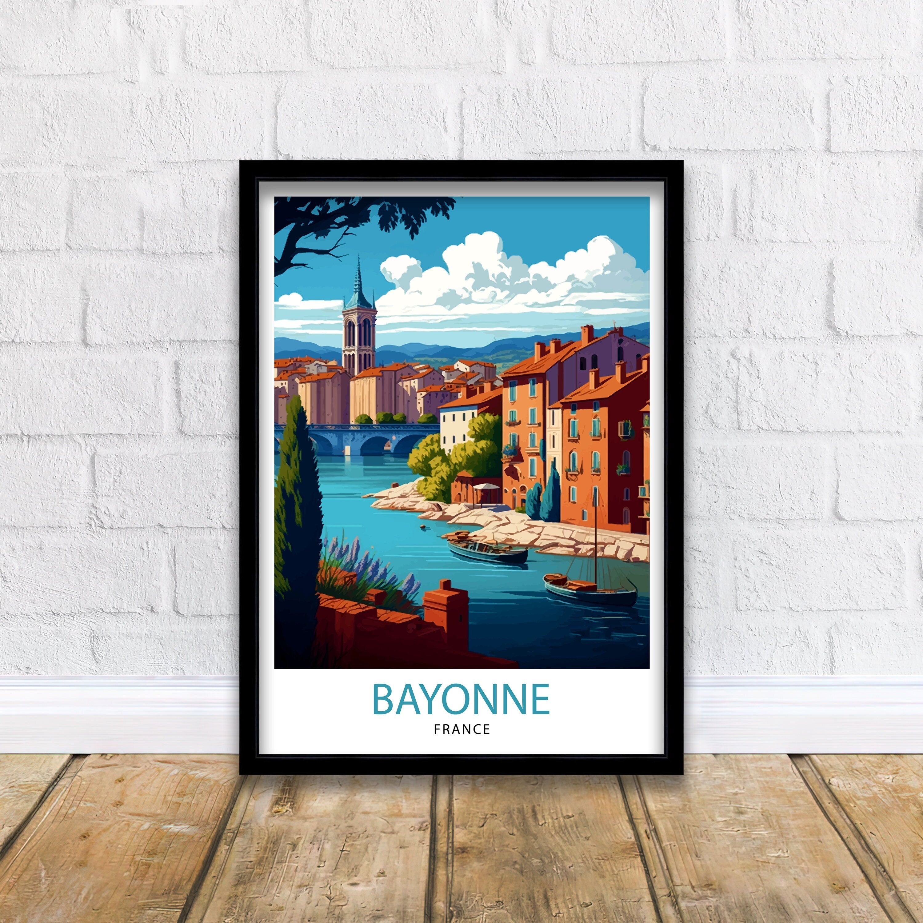 Bayonne France Travel Print Bayonne Wall Decor Bayonne Home Living Decor Bayonne France Illustration Travel Poster Gift for Bayonne