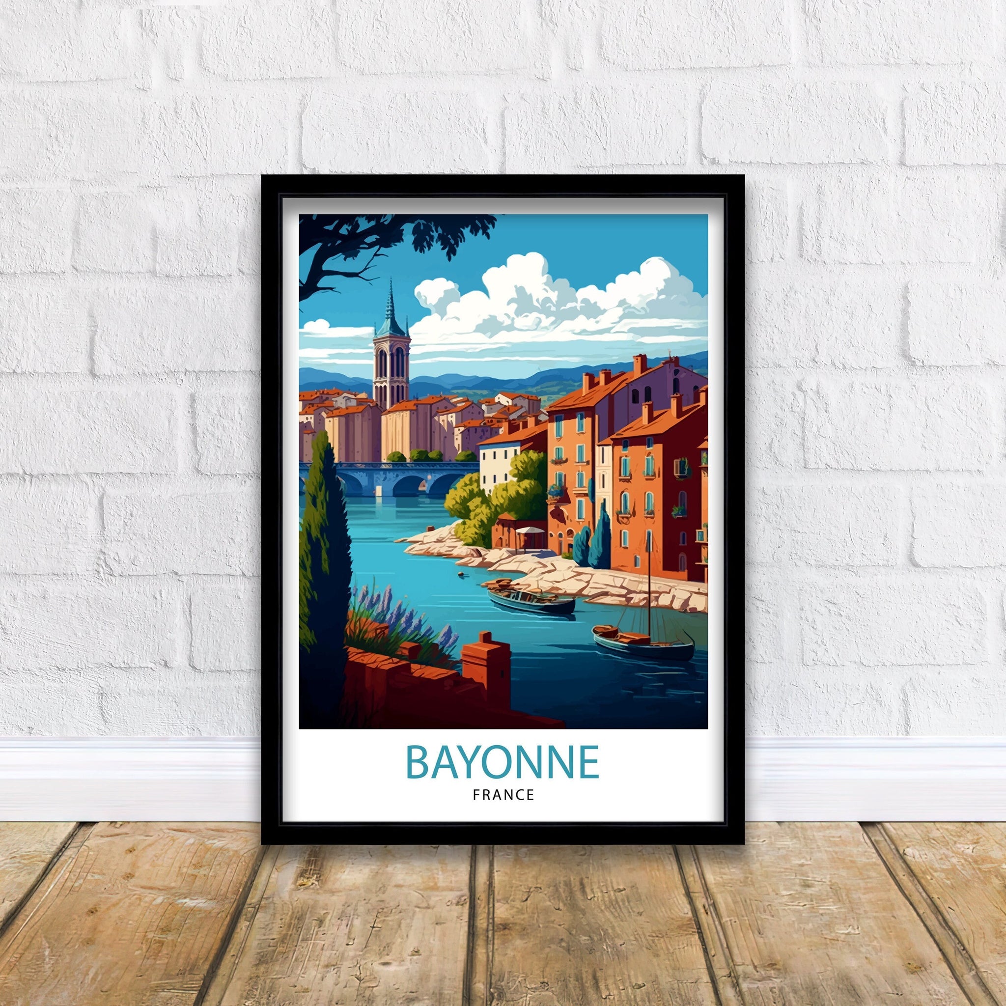 Bayonne France Travel Print Bayonne Wall Decor Bayonne Home Living Decor Bayonne France Illustration Travel Poster Gift for Bayonne