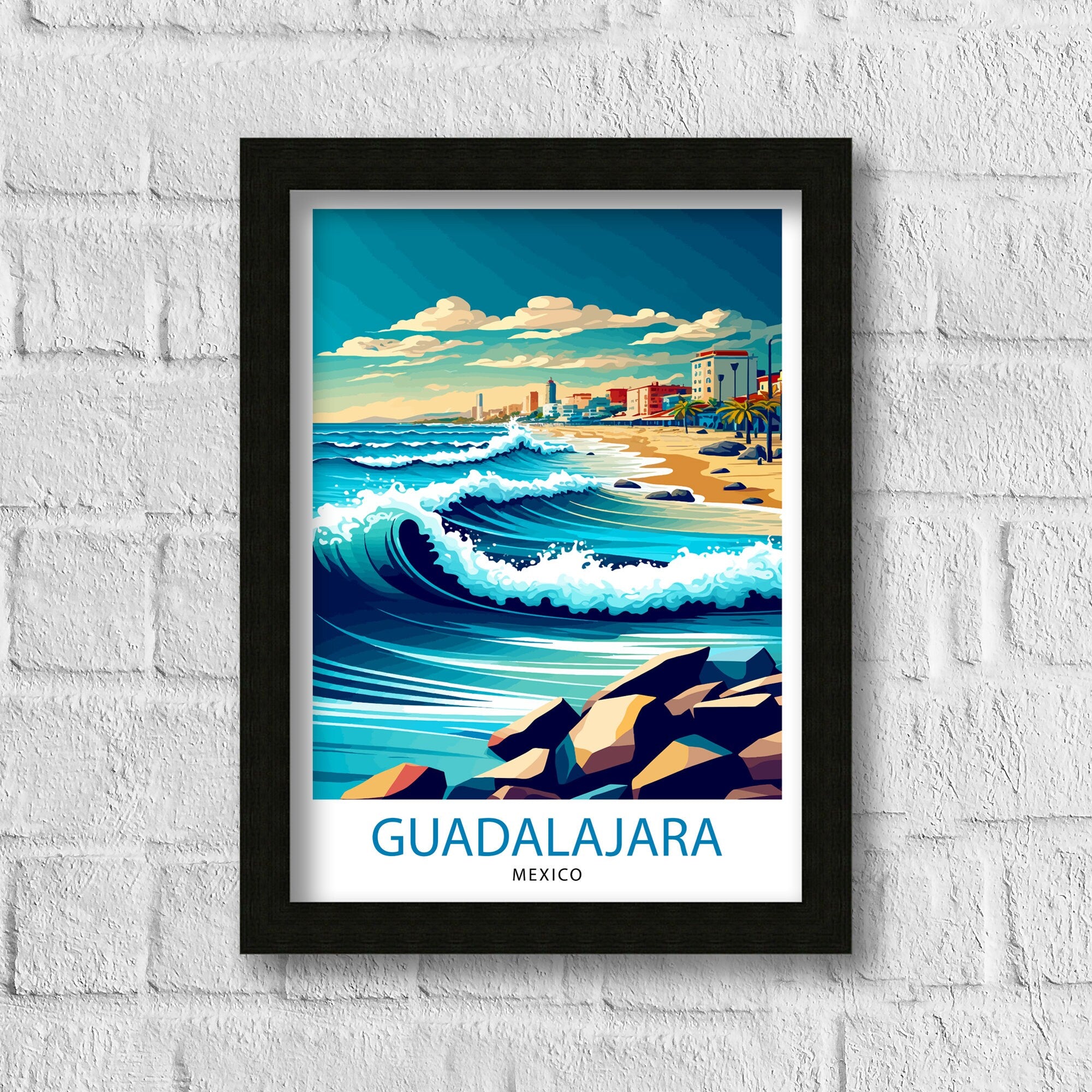 Guadalajara Mexico Travel Print Guadalajara Wall Decor Guadalajara Home Living Decor Guadalajara Mexico Illustration Travel Poster