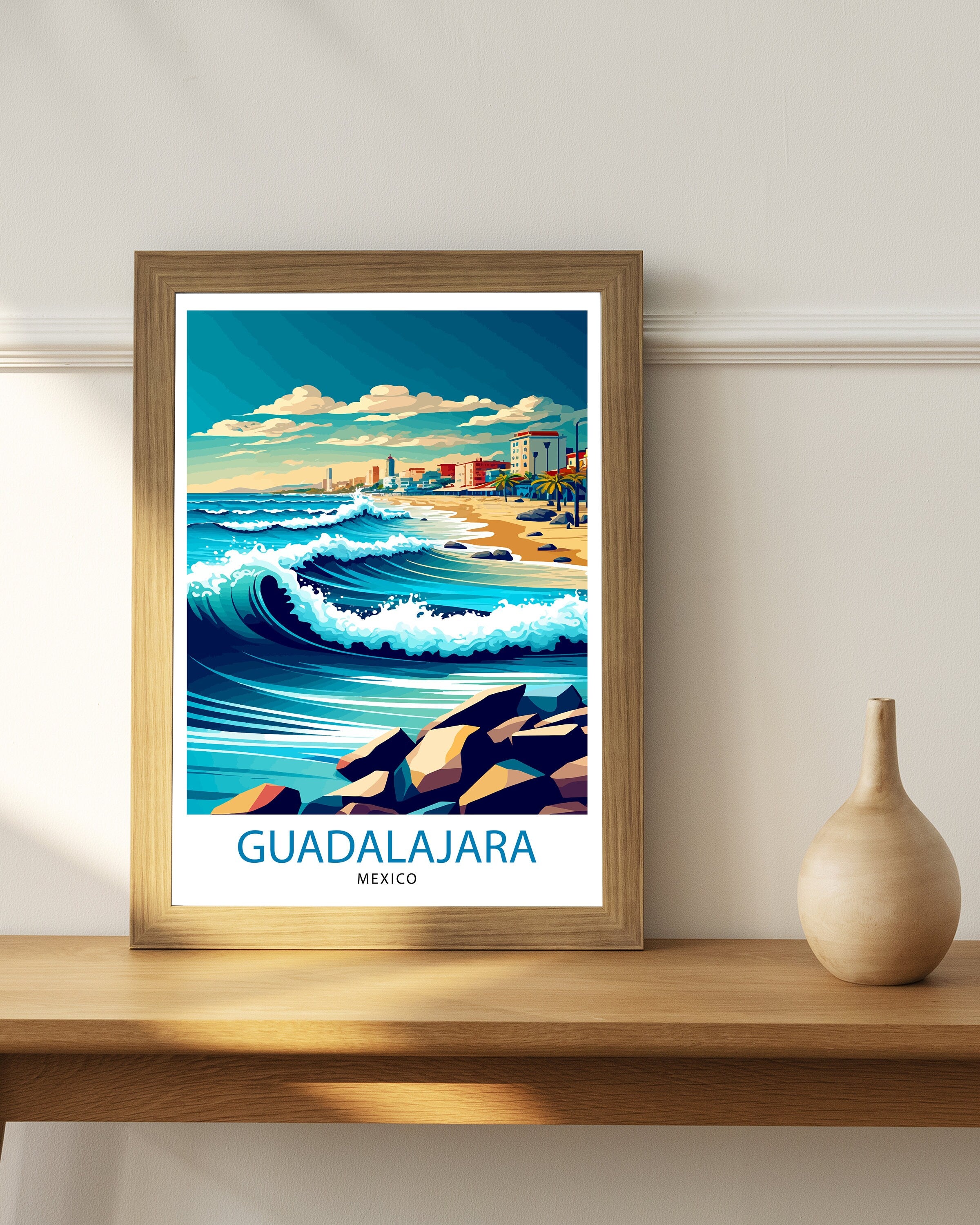 Guadalajara Mexico Travel Print Guadalajara Wall Decor Guadalajara Home Living Decor Guadalajara Mexico Illustration Travel Poster