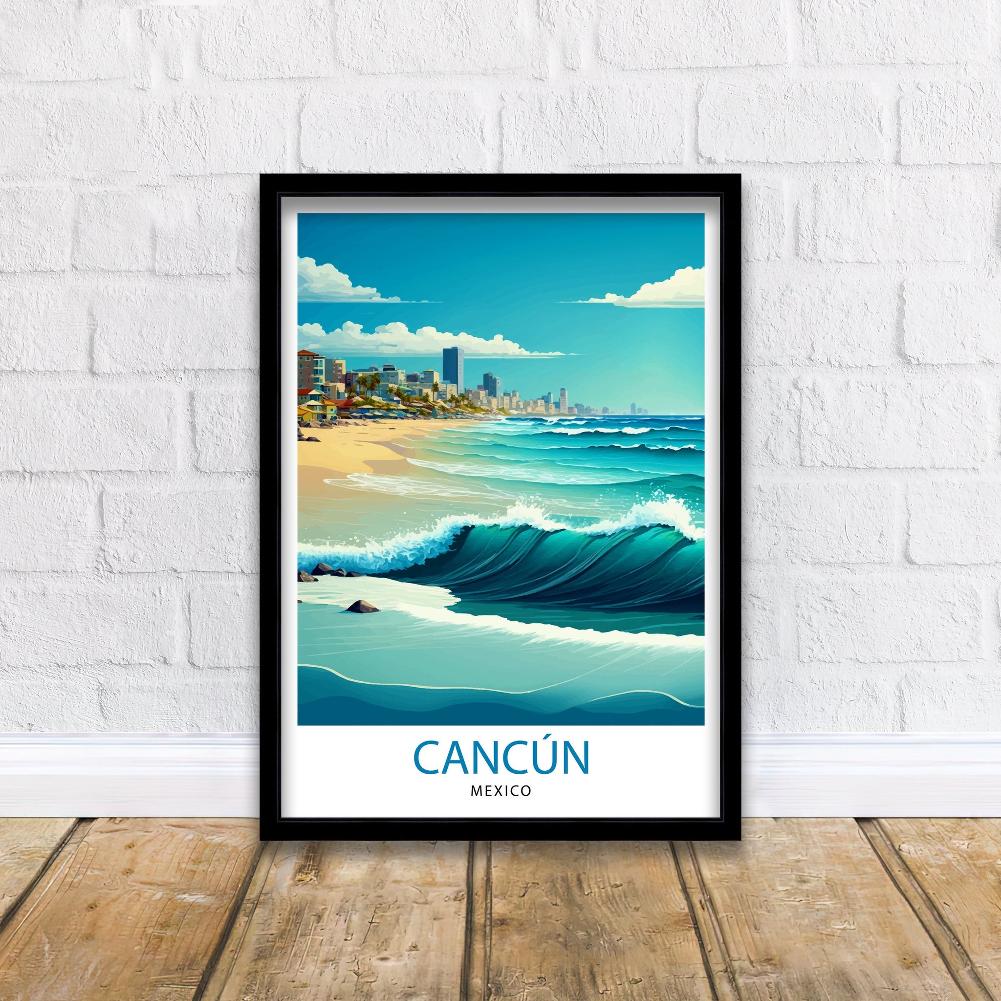 Cancun Mexico Travel Print Cancun Wall Decor Cancun Home Living Decor Cancun Illustration Travel Poster Gift for Cancun Mexico Home Decor