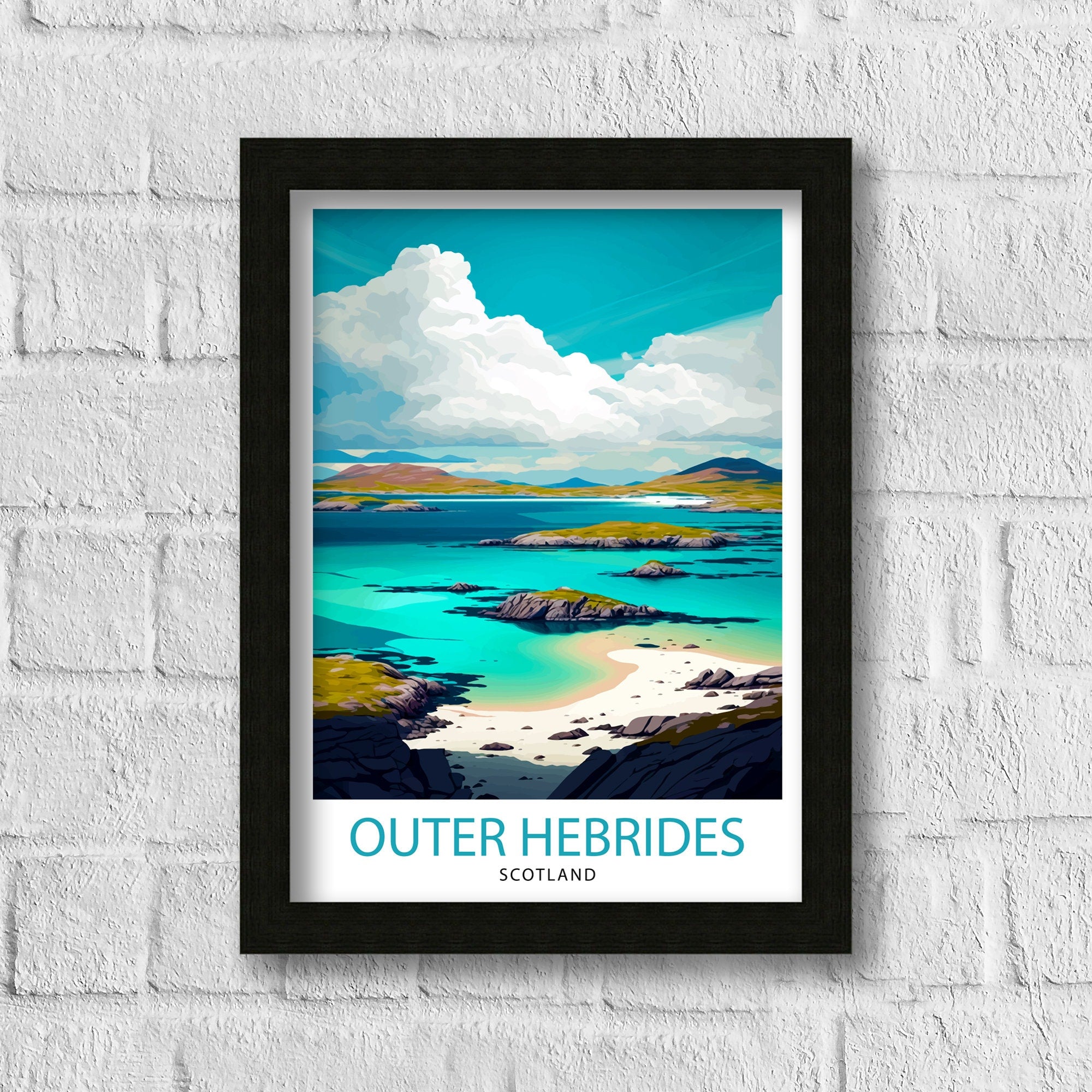 Outer Hebrides Travel Print Hebrides Wall Decor Hebrides Home Living Decor Hebrides Illustration Travel Poster Gift for Hebrides