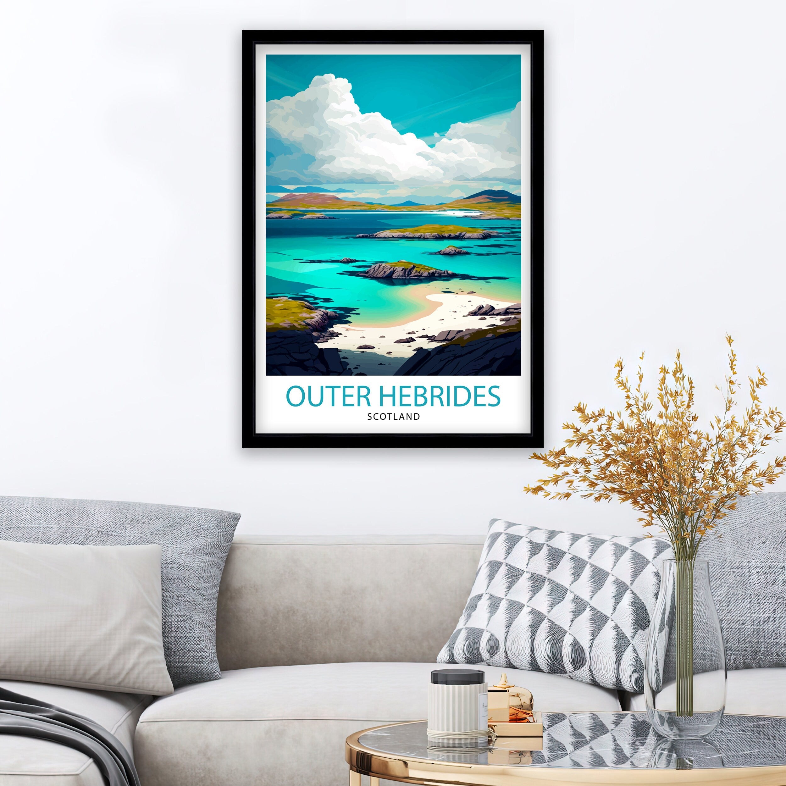 Outer Hebrides Travel Print Hebrides Wall Decor Hebrides Home Living Decor Hebrides Illustration Travel Poster Gift for Hebrides
