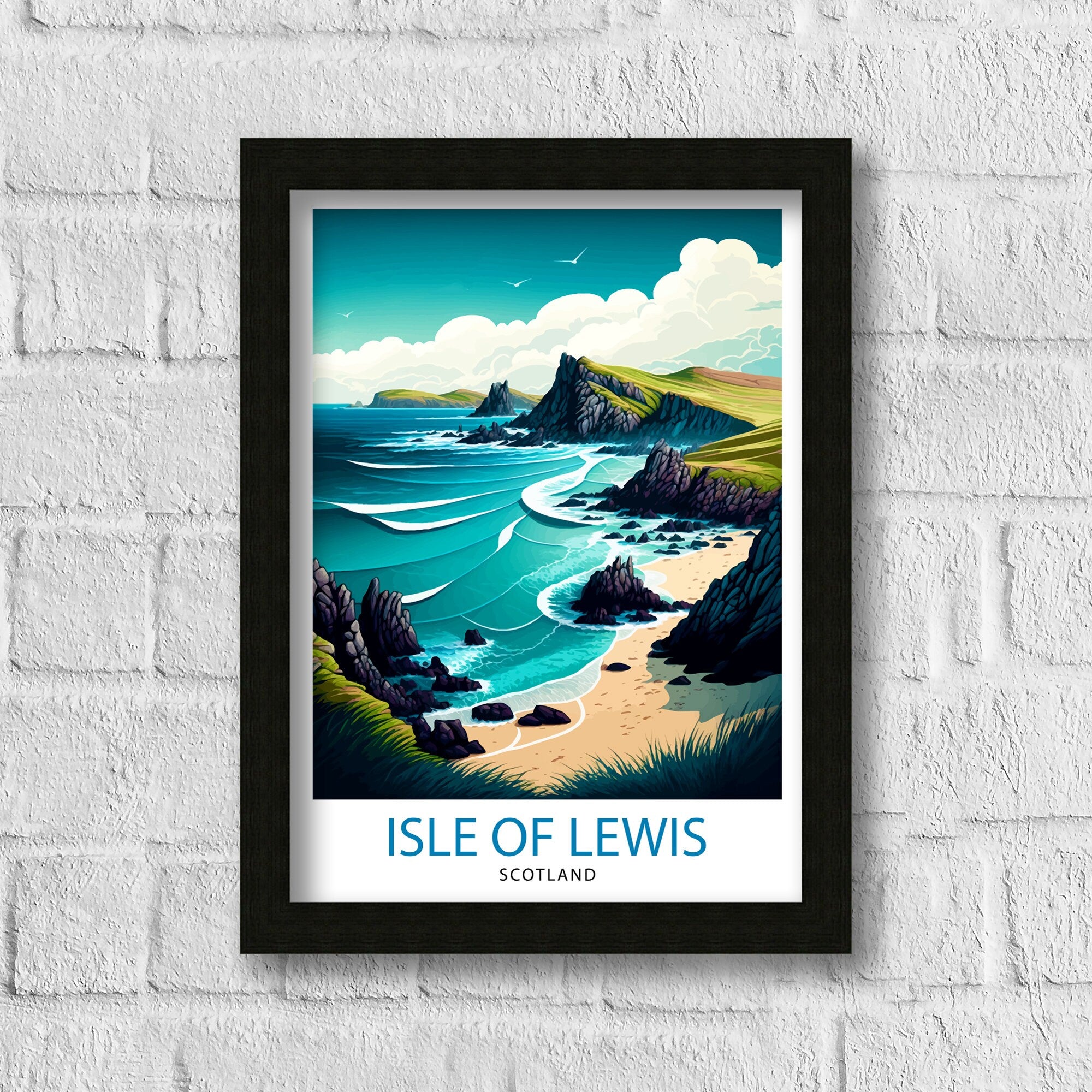 Isle of Lewis Travel Print Lewis Wall Decor Lewis Home Living Decor Lewis Illustration Travel Poster Gift for Isle of Lewis Lewis Home Decor