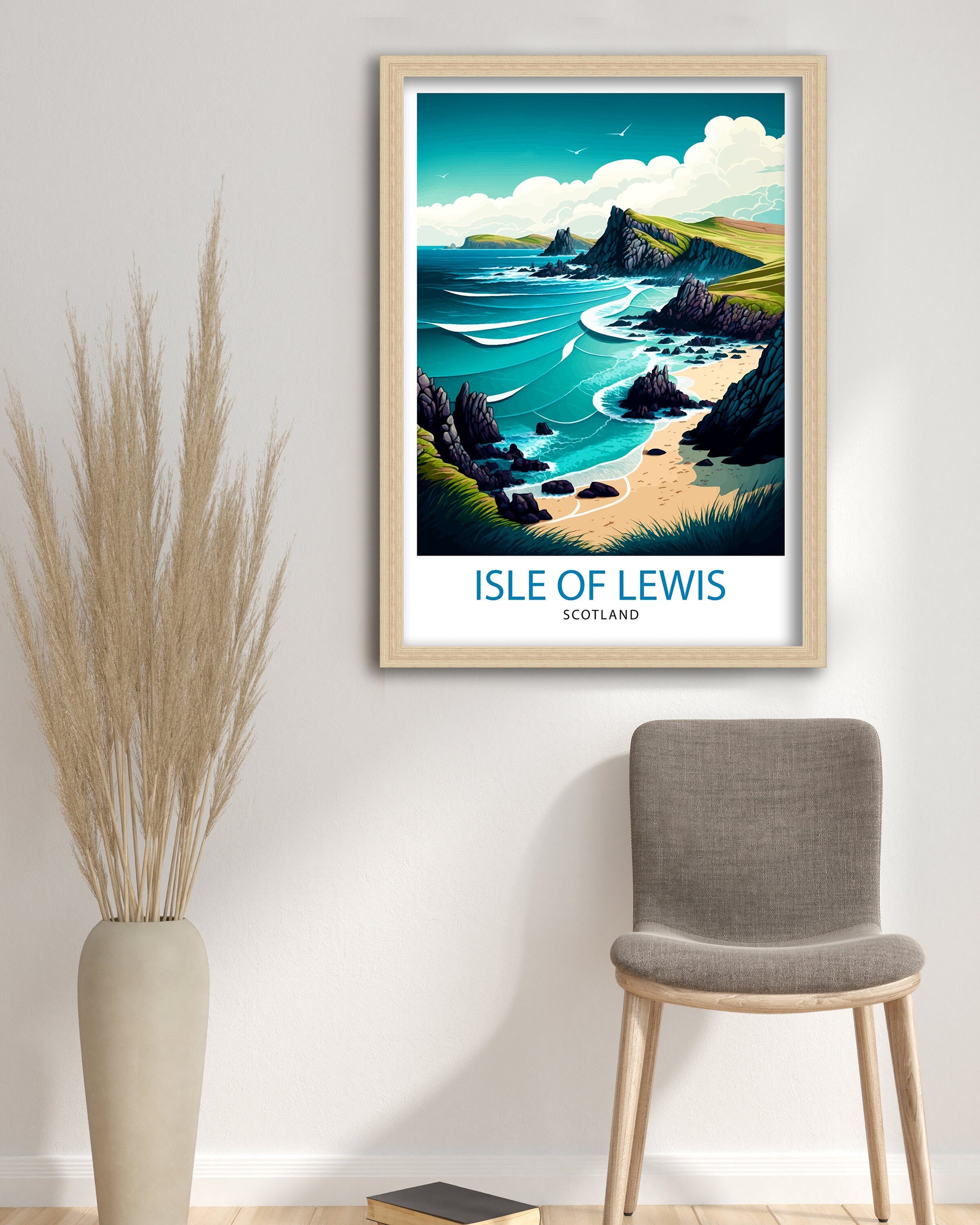Isle of Lewis Travel Print Lewis Wall Decor Lewis Home Living Decor Lewis Illustration Travel Poster Gift for Isle of Lewis Lewis Home Decor