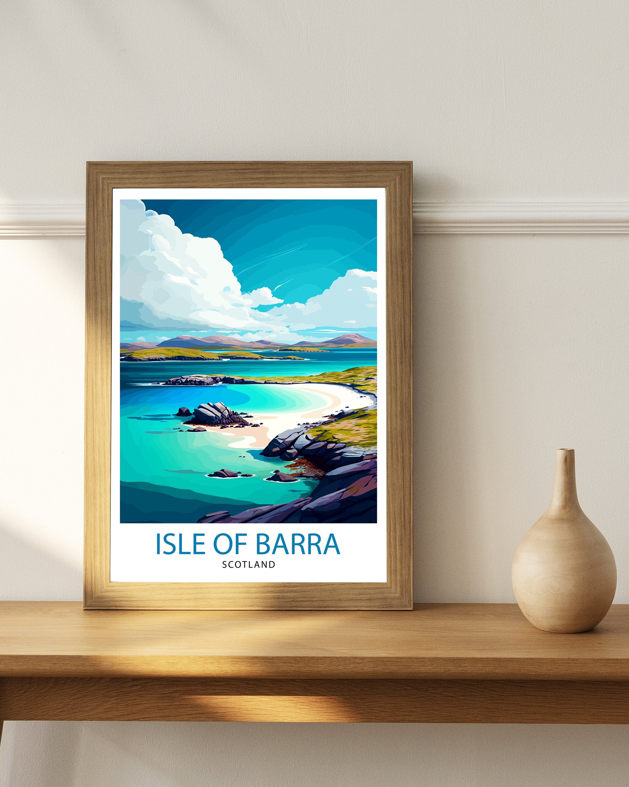 Isle of Barra Travel Print Barra Wall Decor Barra Home Living Decor Barra Illustration Travel Poster Gift For Barra Barra Home Decor