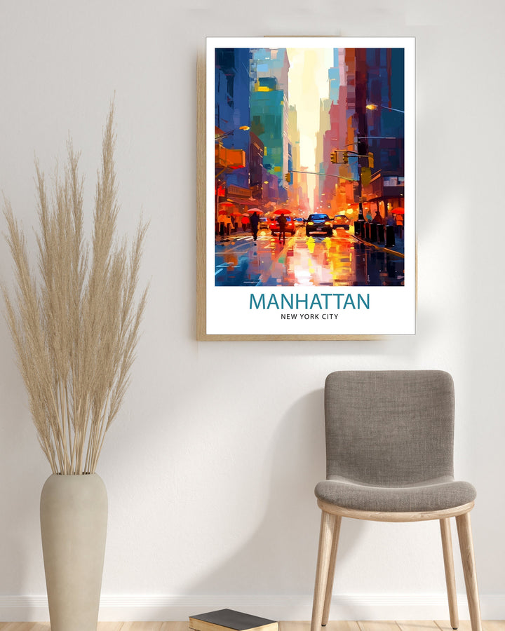 Manhattan New York City Travel Poster