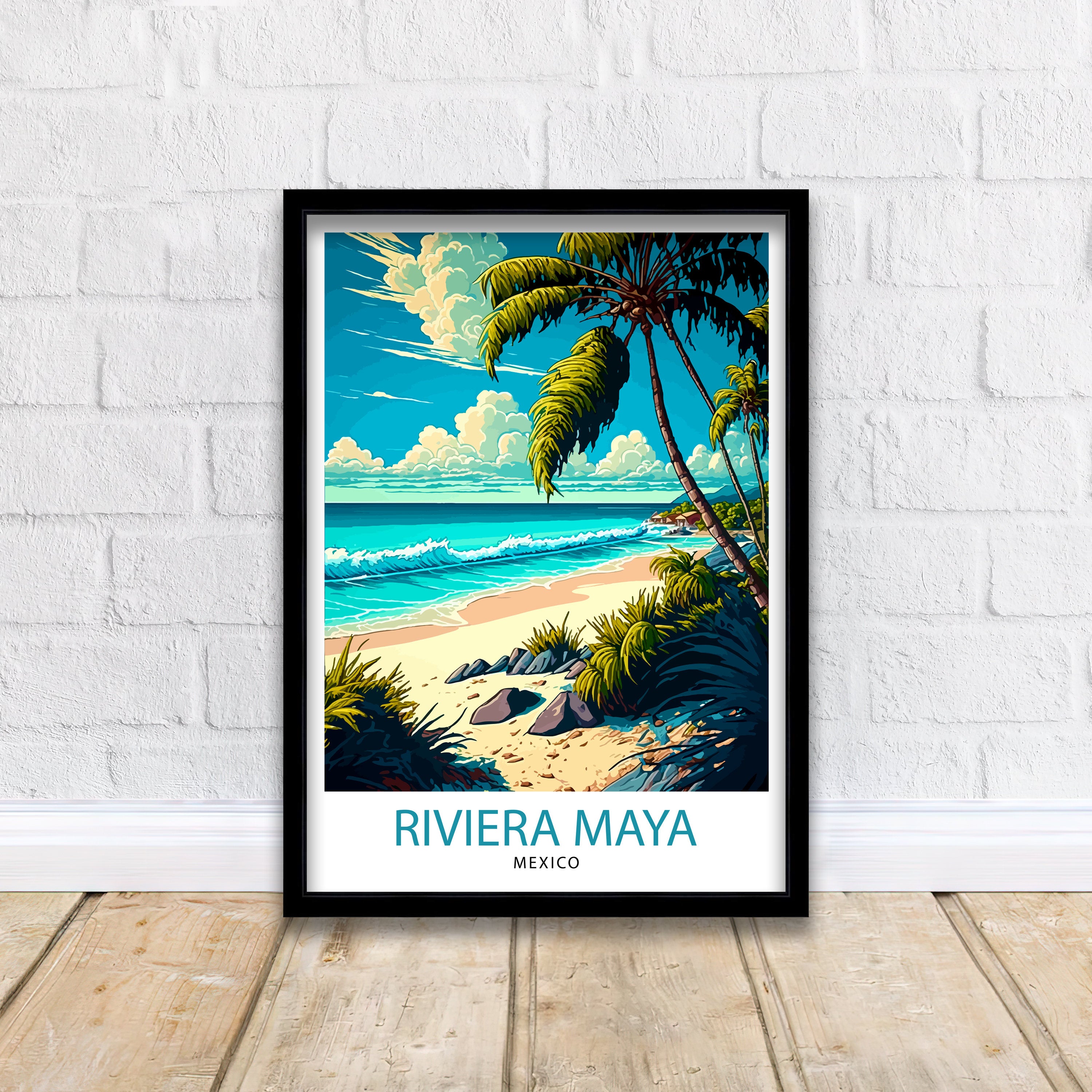 Riviera Maya Mexico Travel Print Riviera Maya Wall Decor Riviera Maya Home Living Decor Riviera Maya Illustration Travel Poster