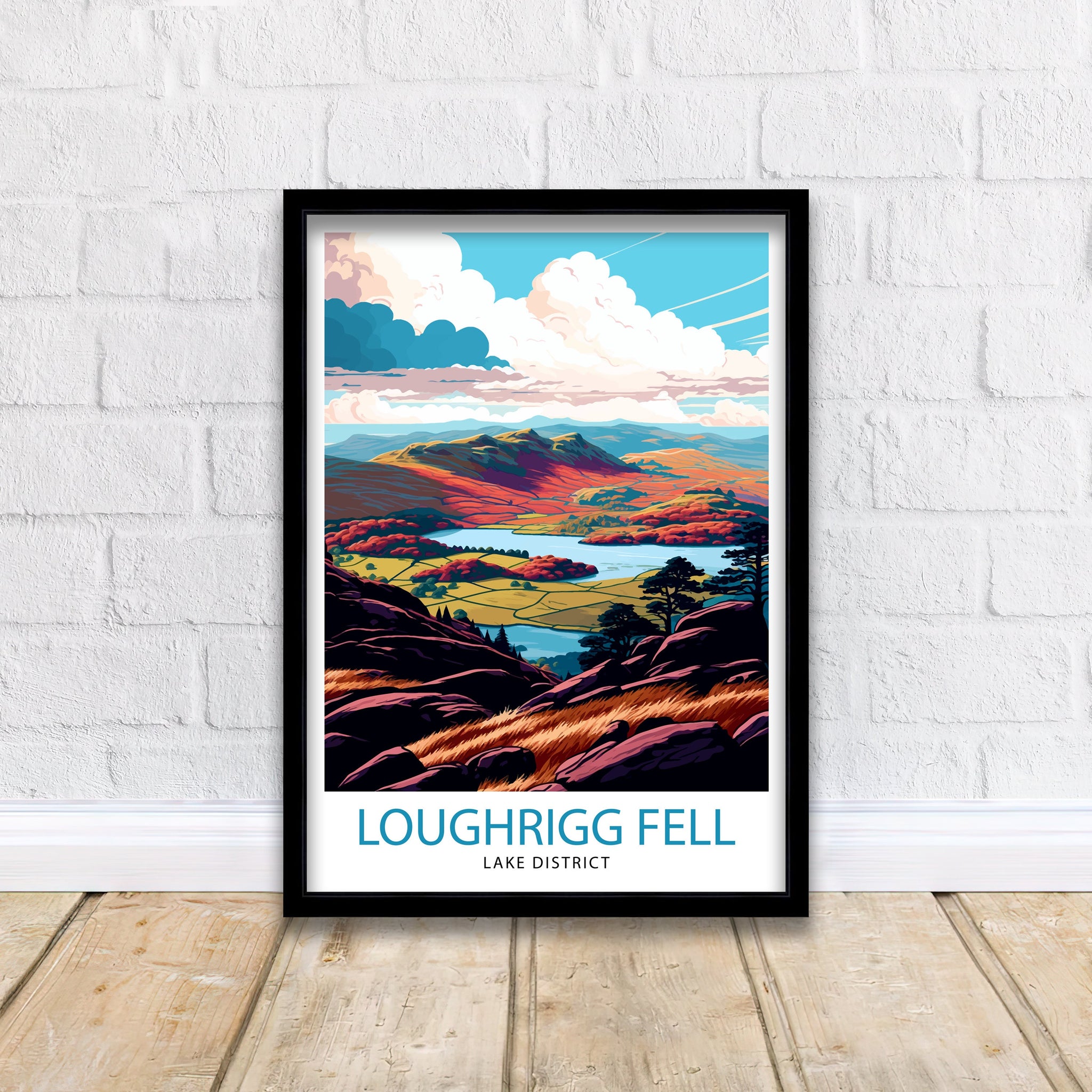 Loughrigg Fell Lake District Travel Print Lake District Wall Decor Loughrigg Fell Home Living Decor Lake District Illustration Travel Poster