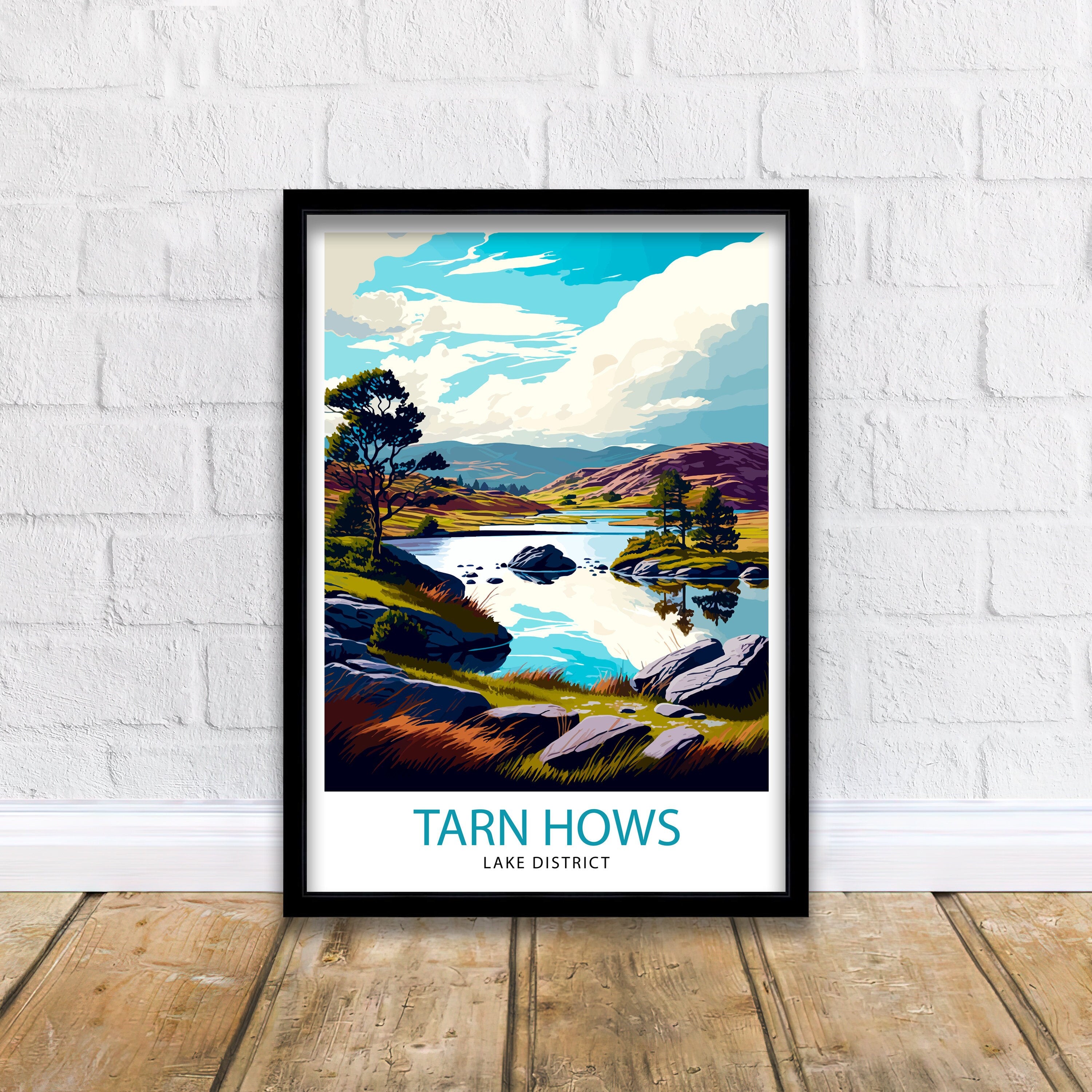 Tarn Hows Lake District Travel Print Lake District Wall Decor Tarn Hows Home Living Decor Tarn Hows Illustration Travel Poster Gift