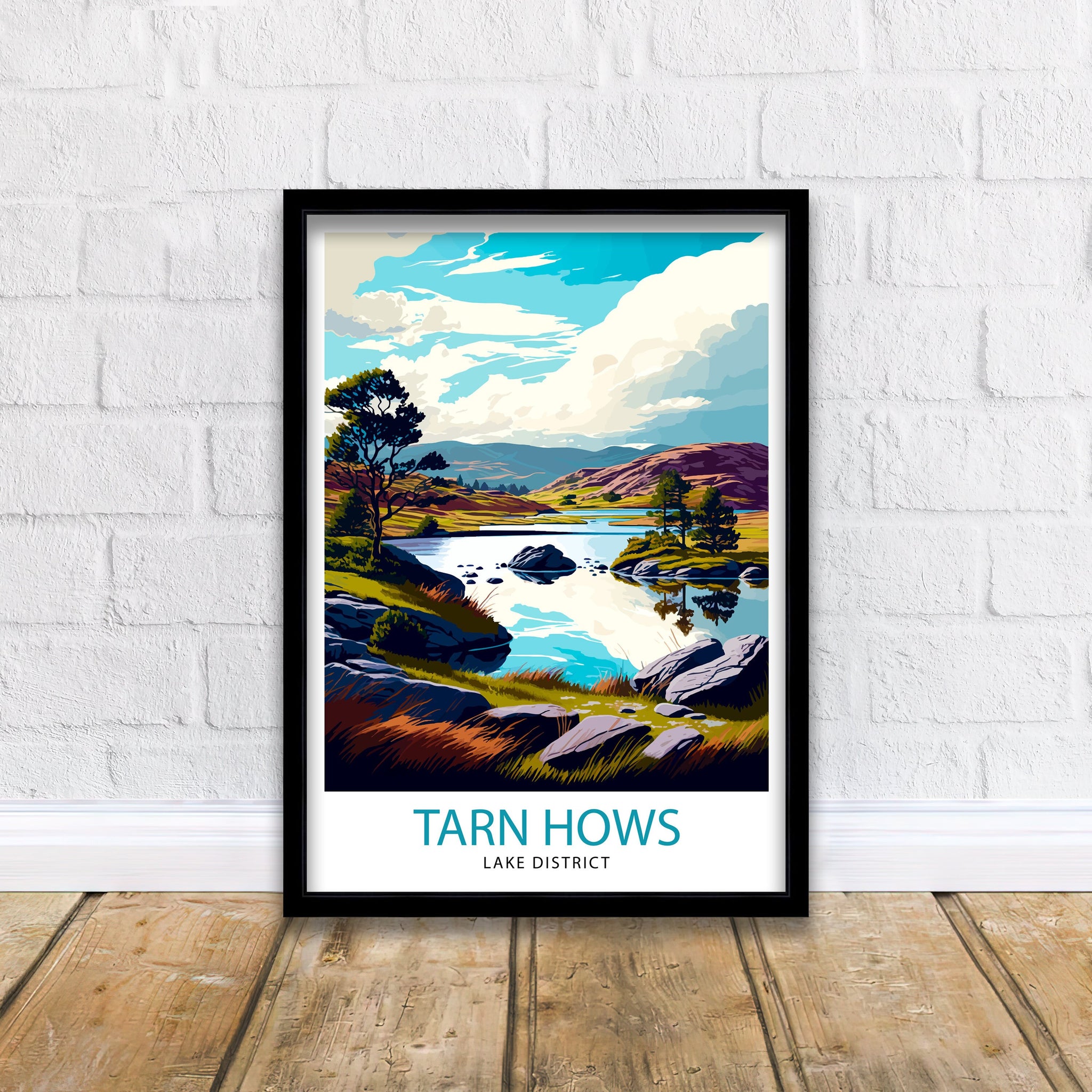 Tarn Hows Lake District Travel Print Lake District Wall Decor Tarn Hows Home Living Decor Tarn Hows Illustration Travel Poster Gift