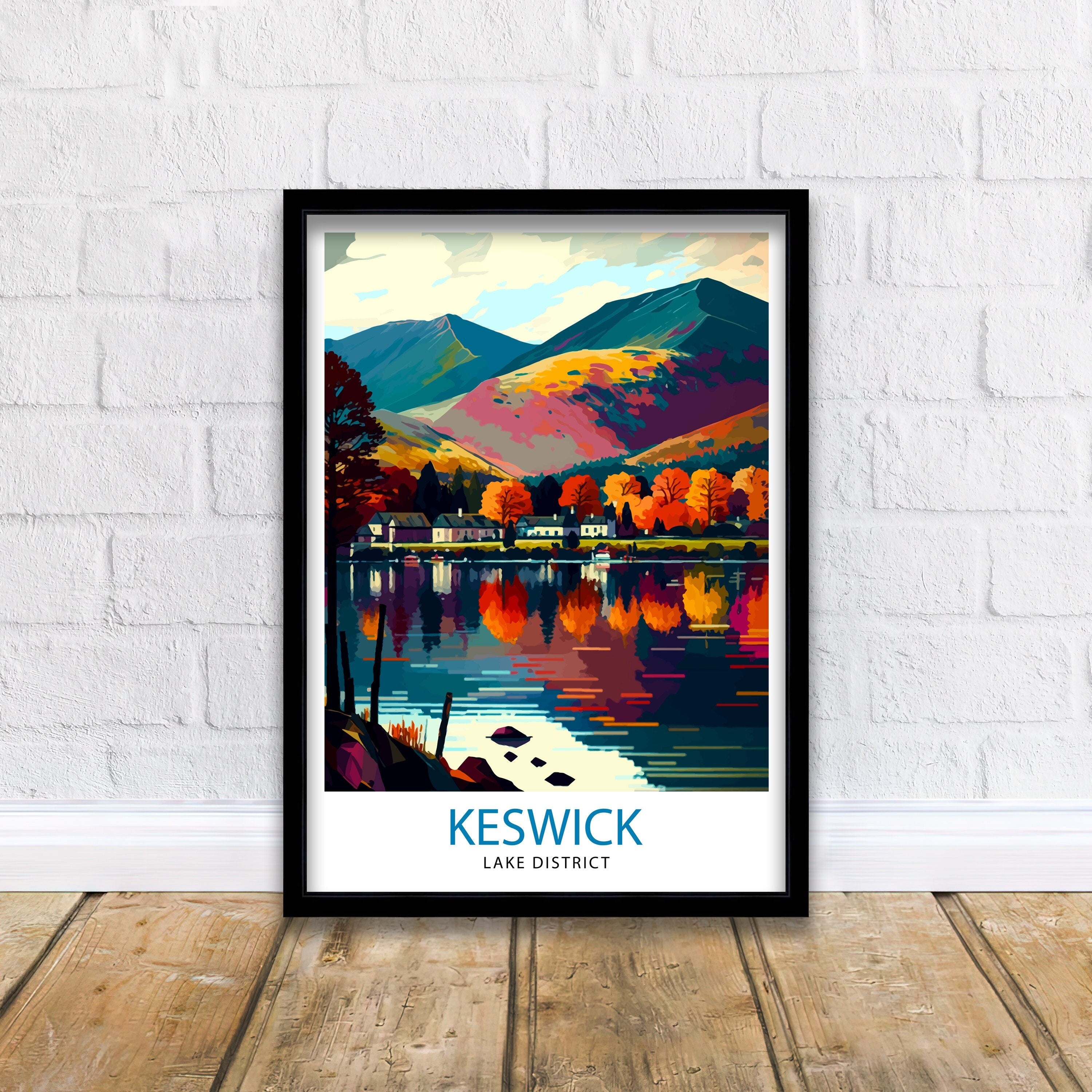 Keswick Lake District Travel Print Lake District Wall Decor Keswick Home Living Decor Lake District Illustration Travel Poster