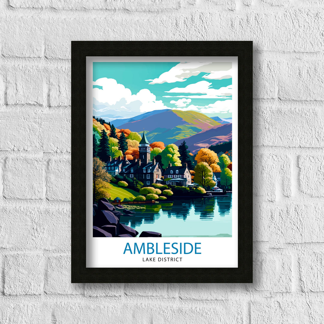 Ambleside Lake District Travel Poster Lake District