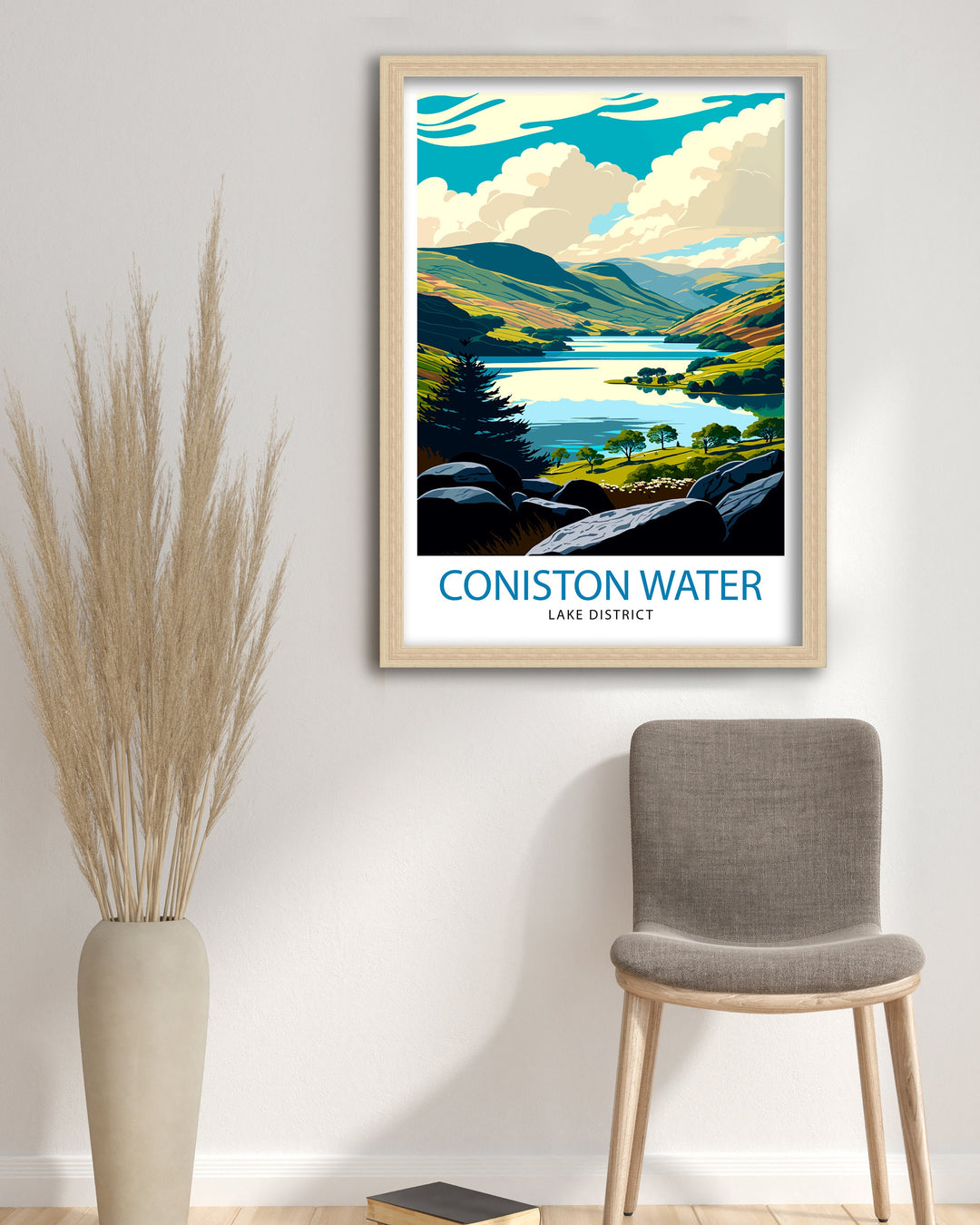 Coniston Water Lake District Travel Poster Lake District