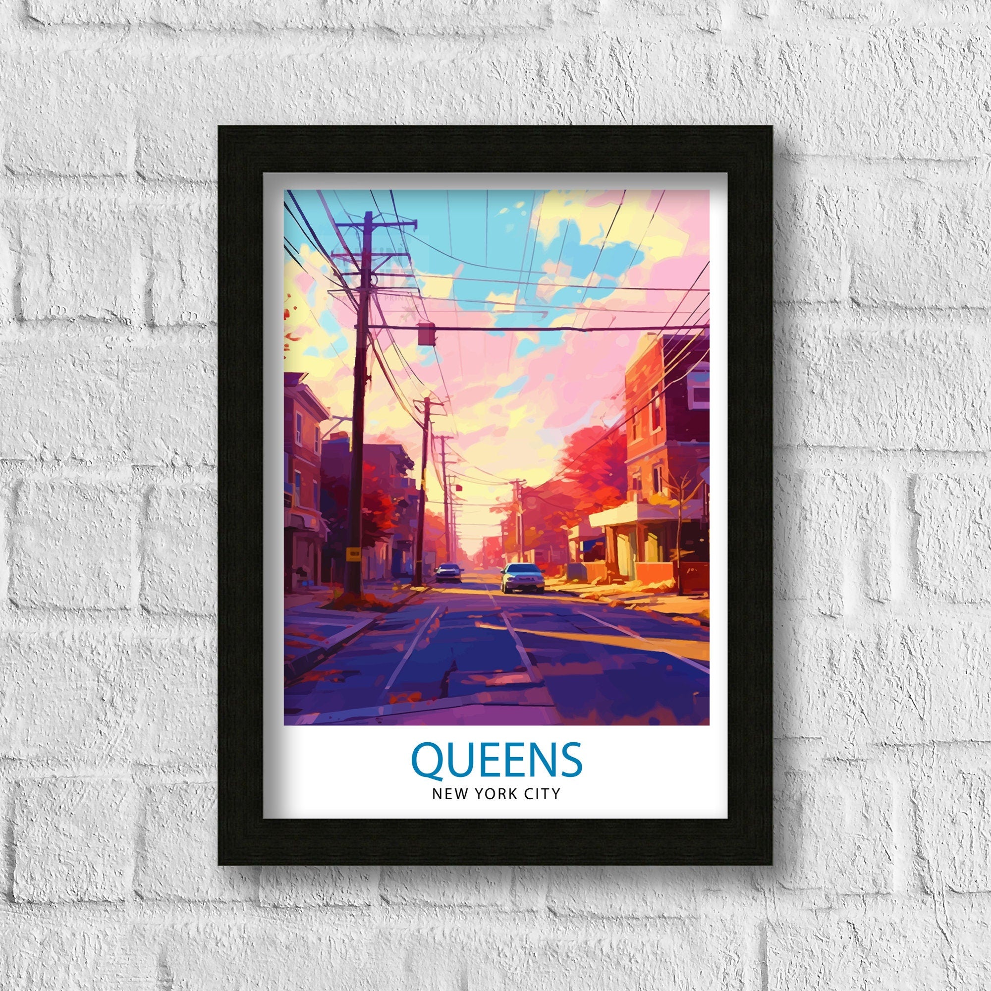 Queens, New York City Travel Print| Queens Wall Decor Queens Poster NYC Travel Prints Queens Art Print Queens Illustration Queens Wall Art