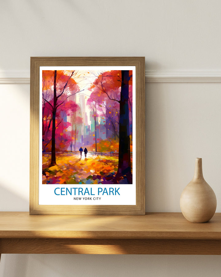 Central Park New York Travel Poster