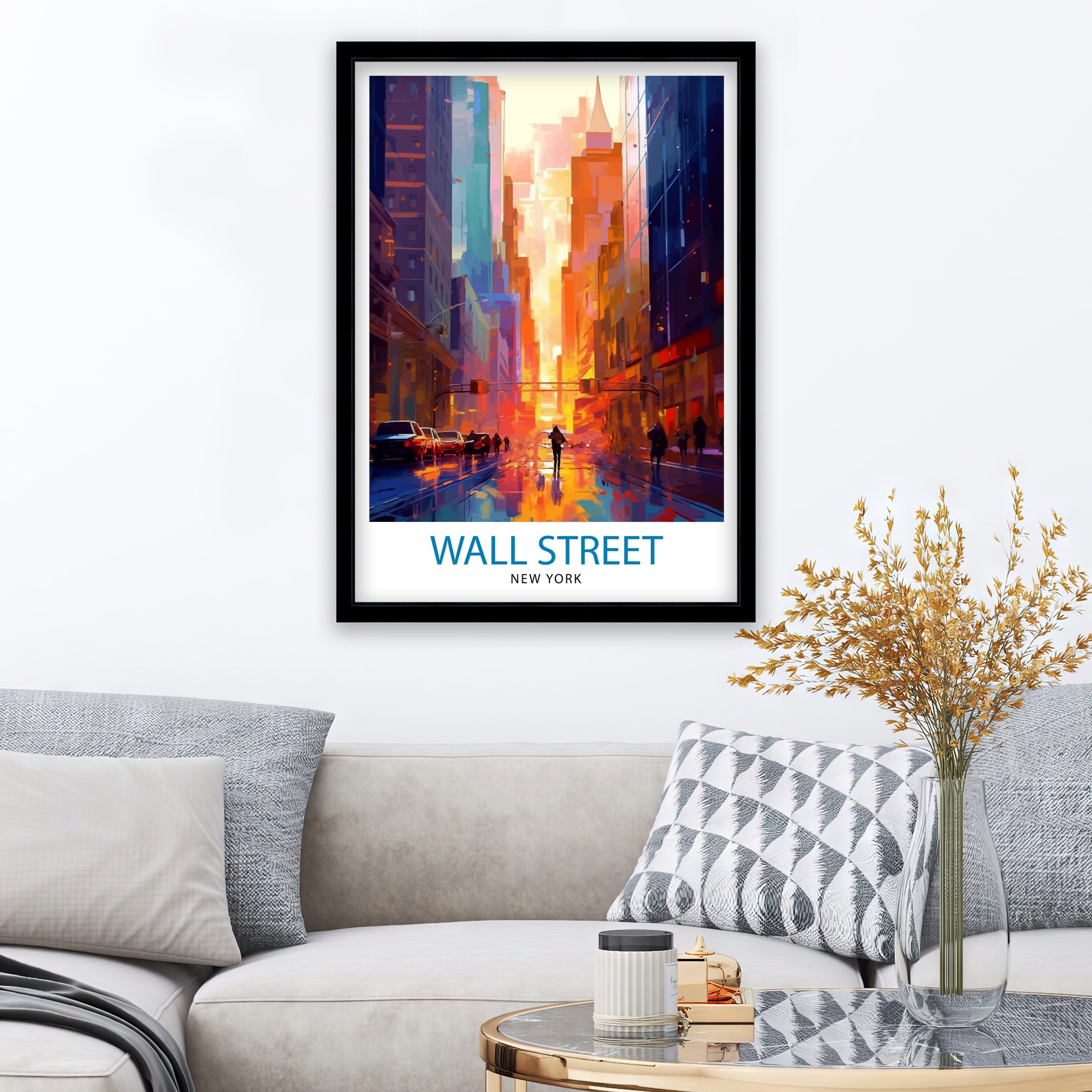 Wall Street New York City Print| Financial District Wall Decor Wall Street Poster NYC Travel Prints New York City Art Print Wall Street