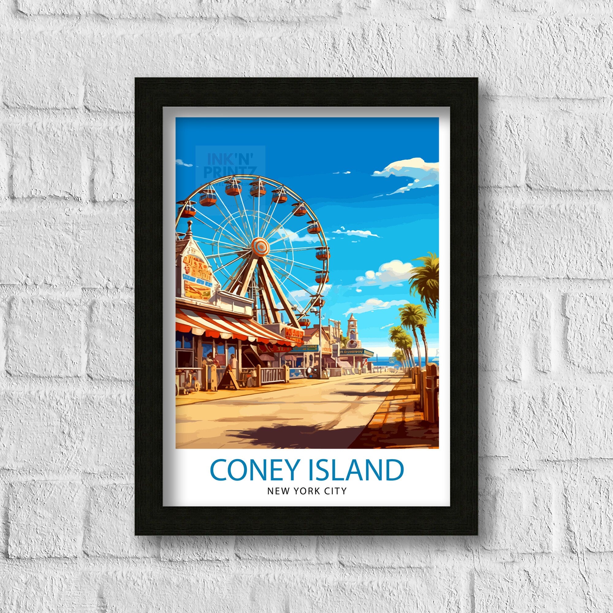 Coney Island Travel Print| - Coney Island Wall Decor Coney Island Poster New York Travel Prints Coney Island Art Print Coney Island