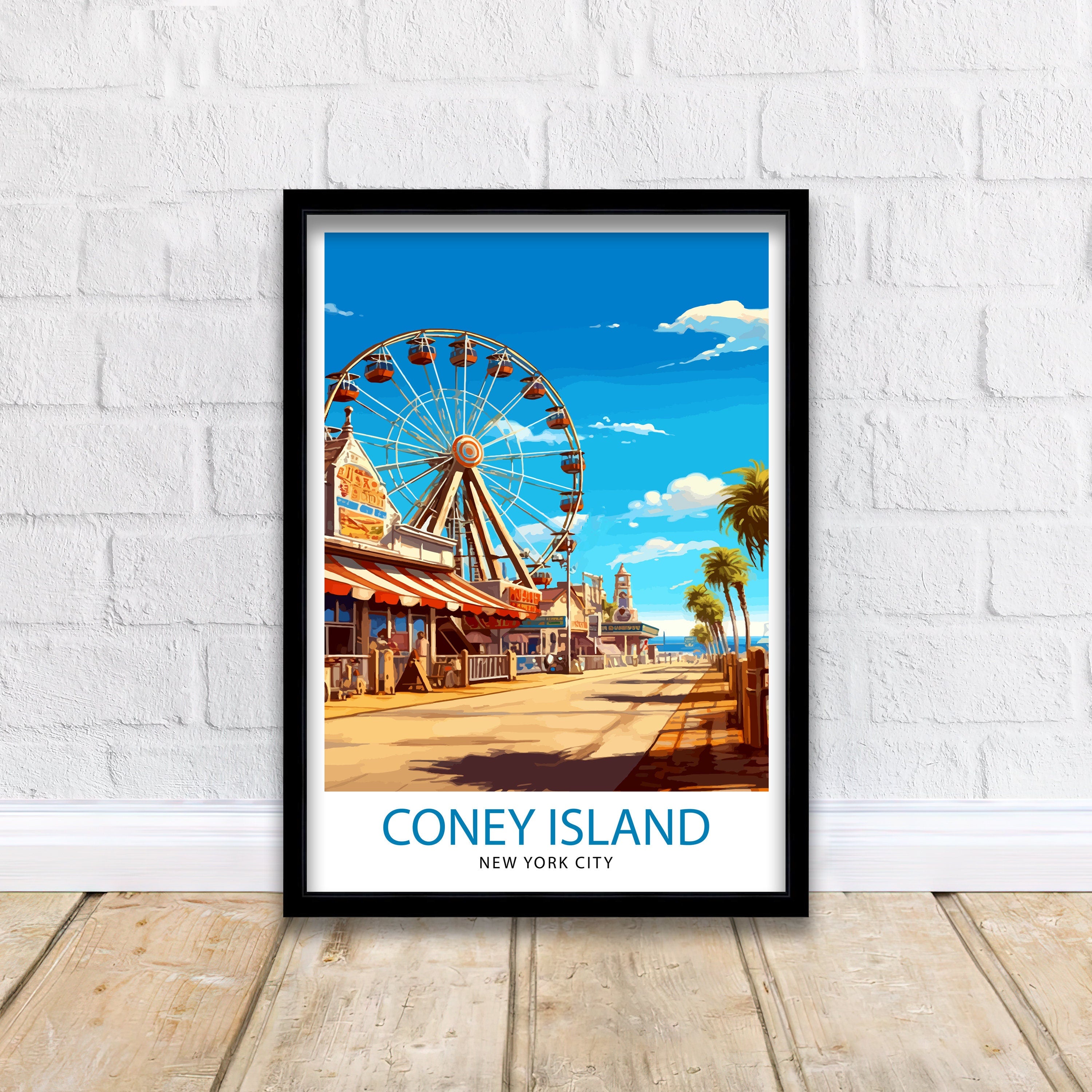 Coney Island Travel Print| - Coney Island Wall Decor Coney Island Poster New York Travel Prints Coney Island Art Print Coney Island