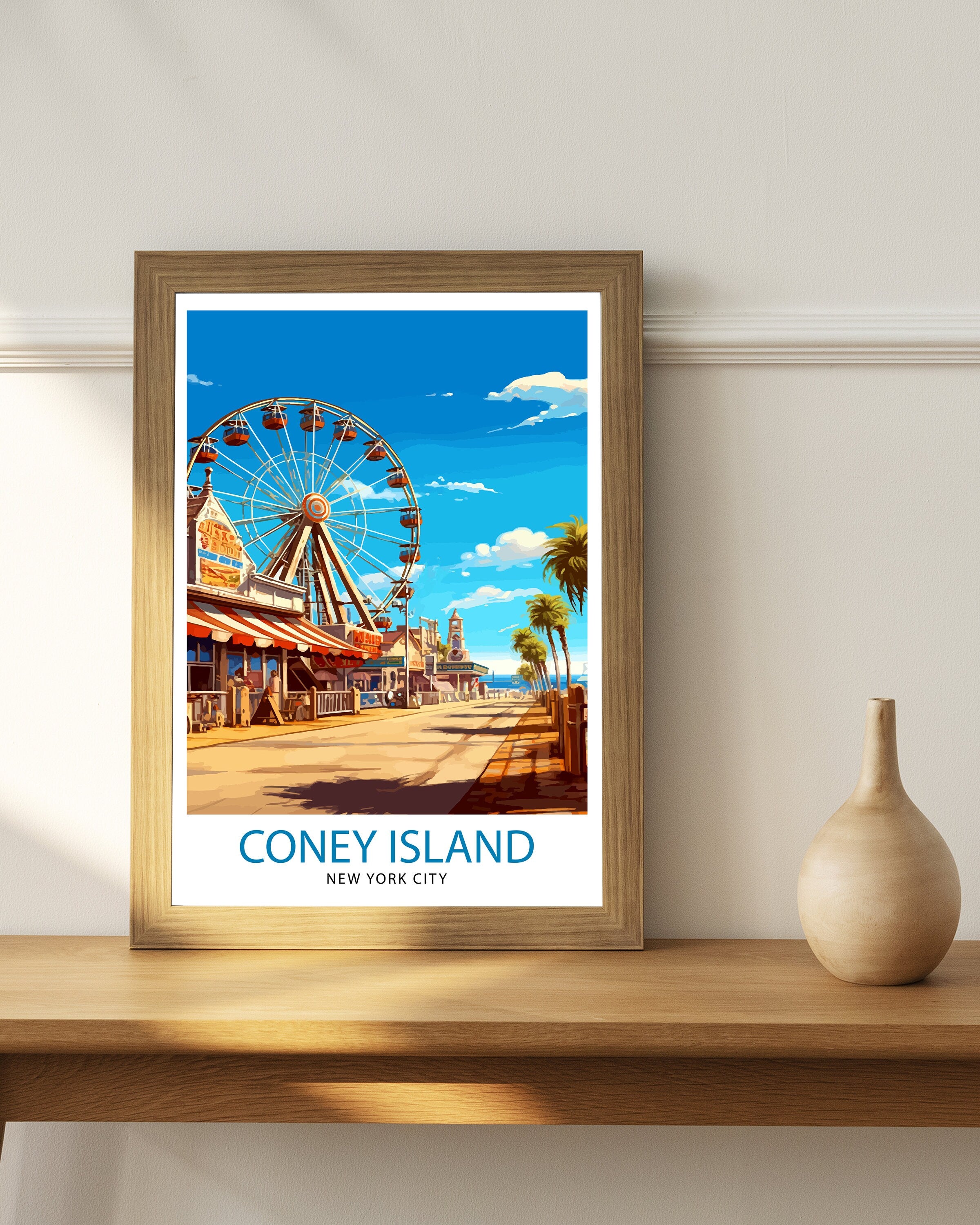 Coney Island Travel Print| - Coney Island Wall Decor Coney Island Poster New York Travel Prints Coney Island Art Print Coney Island