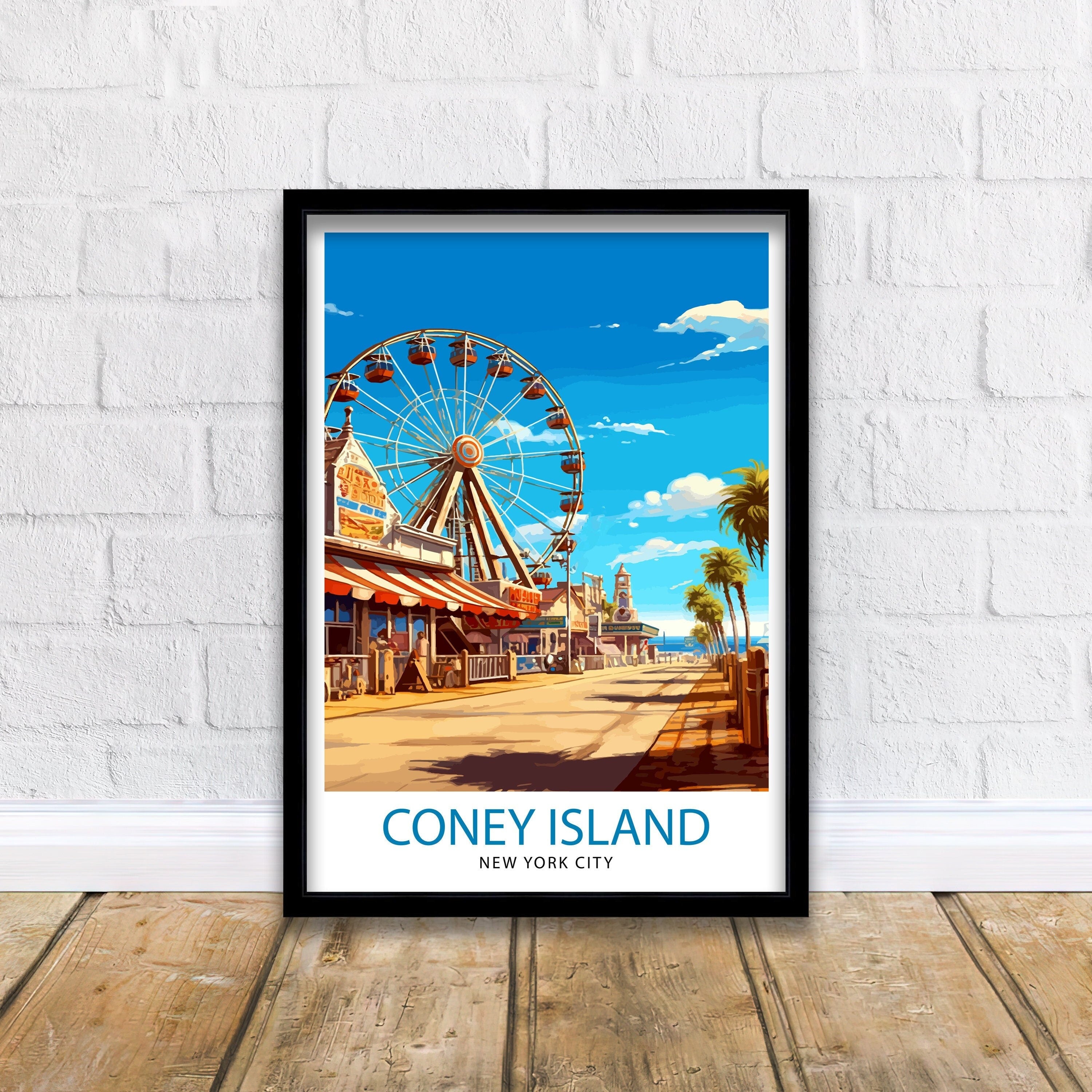 Coney Island Travel Print| - Coney Island Wall Decor Coney Island Poster New York Travel Prints Coney Island Art Print Coney Island