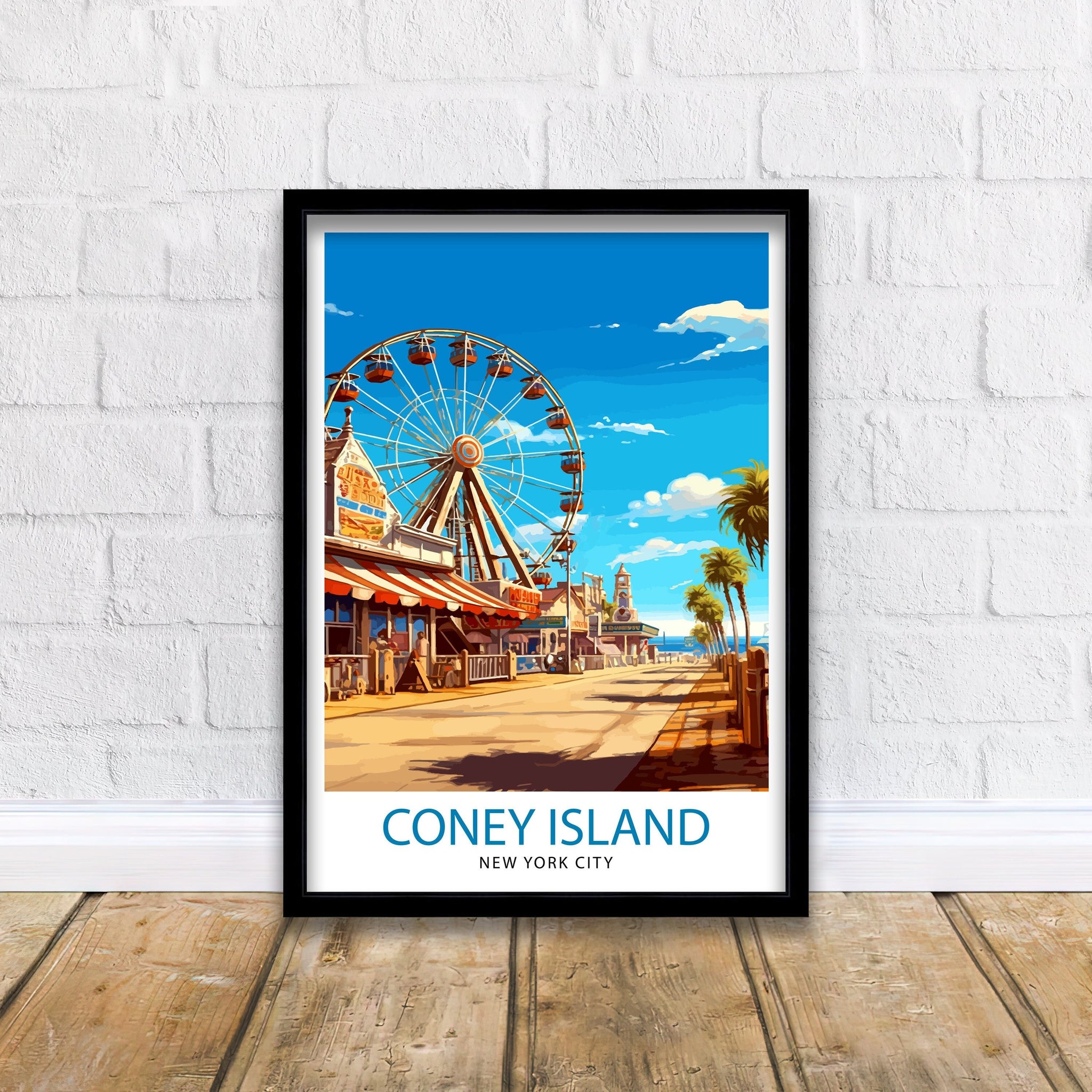Coney Island Travel Print| - Coney Island Wall Decor Coney Island Poster New York Travel Prints Coney Island Art Print Coney Island