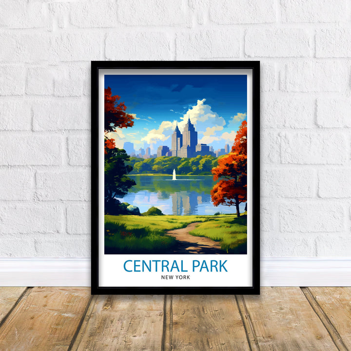 Central Park New York Travel Poster