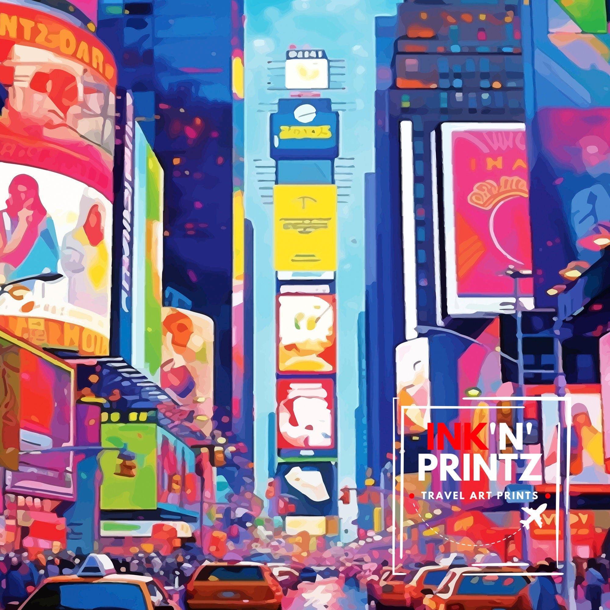 Times Square New York City Print| Times Square Wall Decor NYC Travel Poster Times Square Art Print Times Square Illustration Times Square