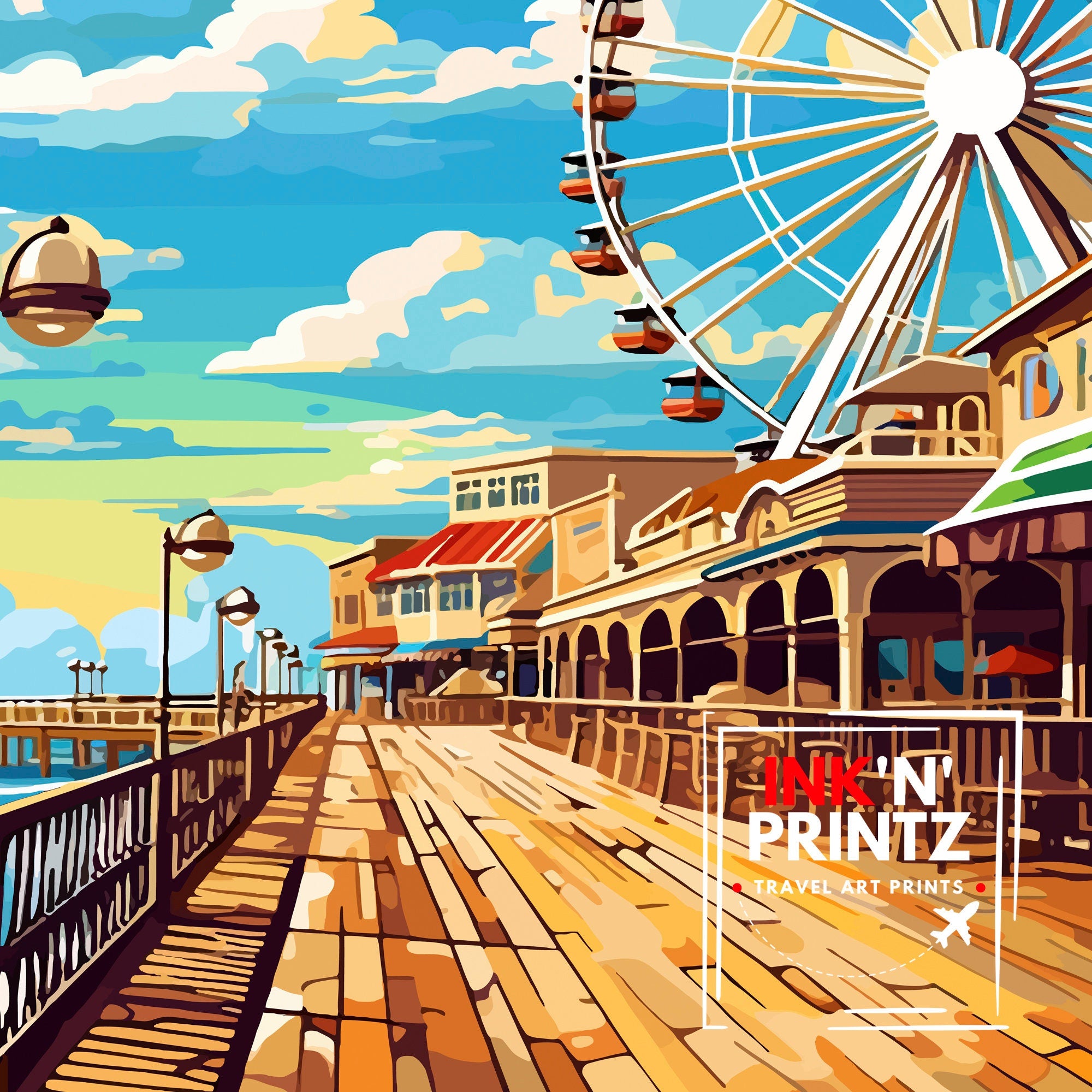 Galveston Texas Travel Print Galveston Wall Decor Galveston Poster Texas Travel Prints Galveston Art Print Galveston Illustration Galveston