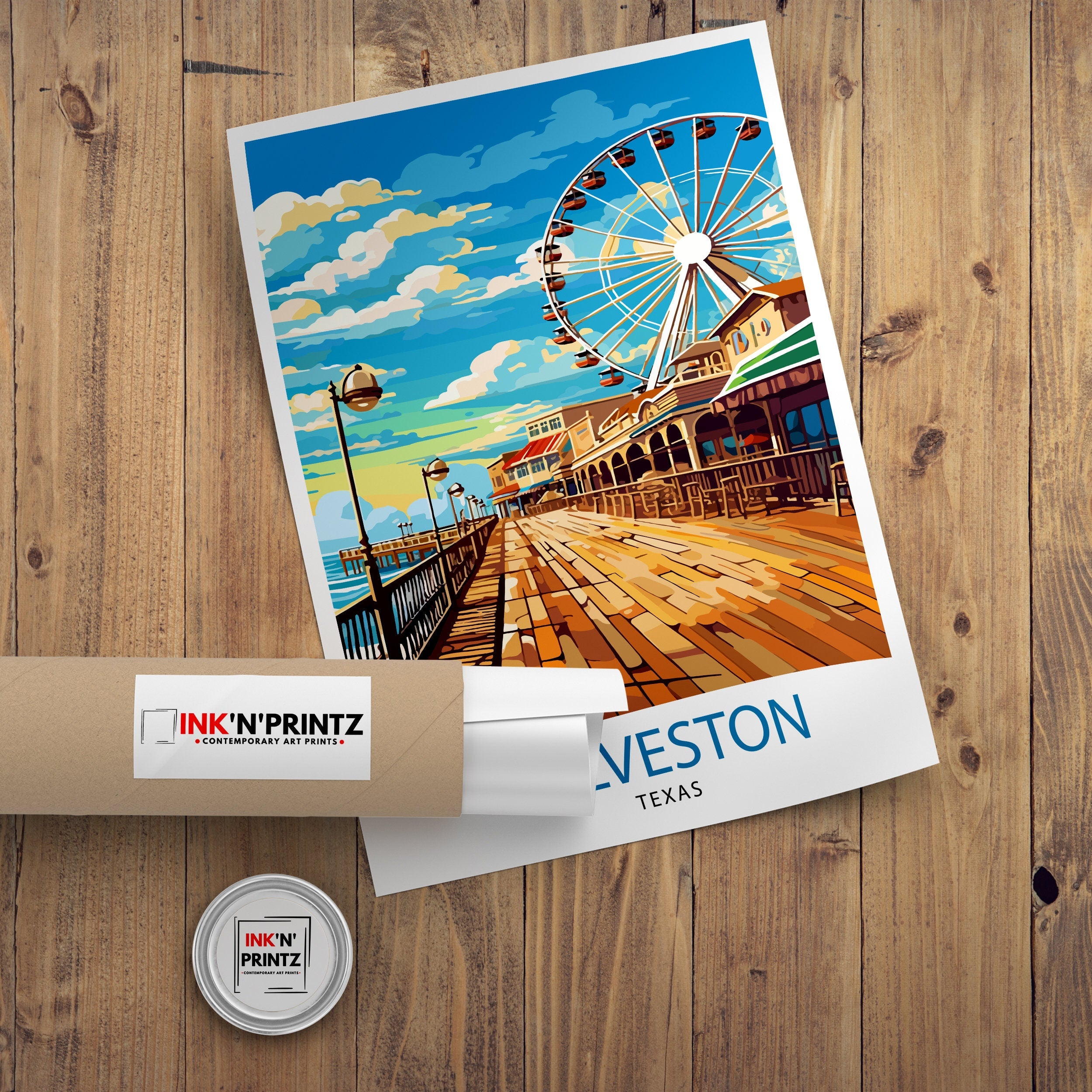 Galveston Texas Travel Print Galveston Wall Decor Galveston Poster Texas Travel Prints Galveston Art Print Galveston Illustration Galveston