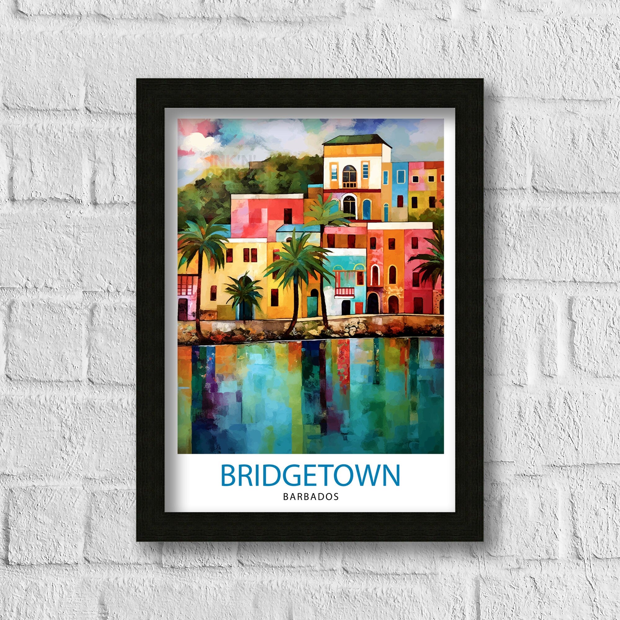 Bridgetown Barbados Travel Print Bridgetown Wall Decor Bridgetown Poster Barbados Travel Prints Bridgetown Art Print Bridgetown Illustration