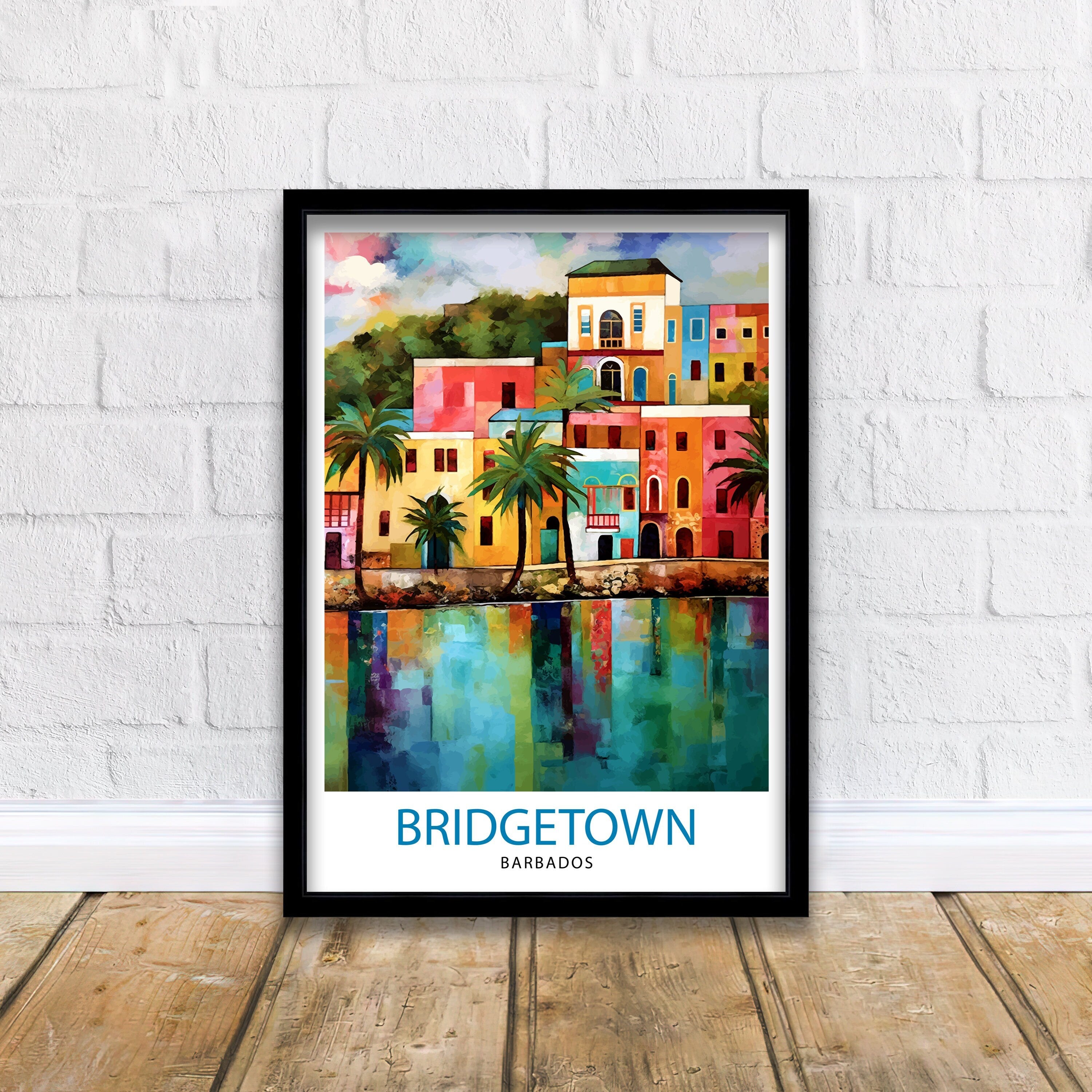 Bridgetown Barbados Travel Print Bridgetown Wall Decor Bridgetown Poster Barbados Travel Prints Bridgetown Art Print Bridgetown Illustration