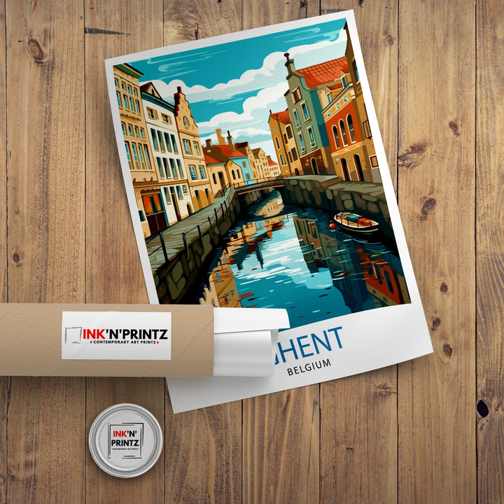 Ghent Belgium Travel Poster Ghent