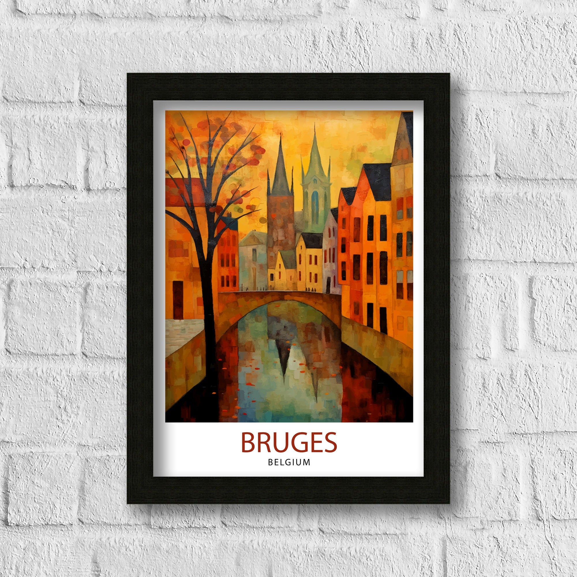 Bruges Belgium Travel Print Bruges Wall Decor Bruges Poster Belgium Travel Prints Bruges Art Print Bruges Illustration Bruges Wall