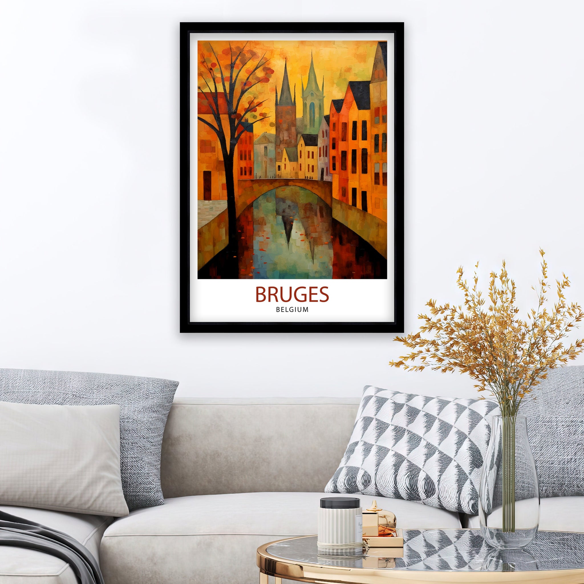 Bruges Belgium Travel Print Bruges Wall Decor Bruges Poster Belgium Travel Prints Bruges Art Print Bruges Illustration Bruges Wall