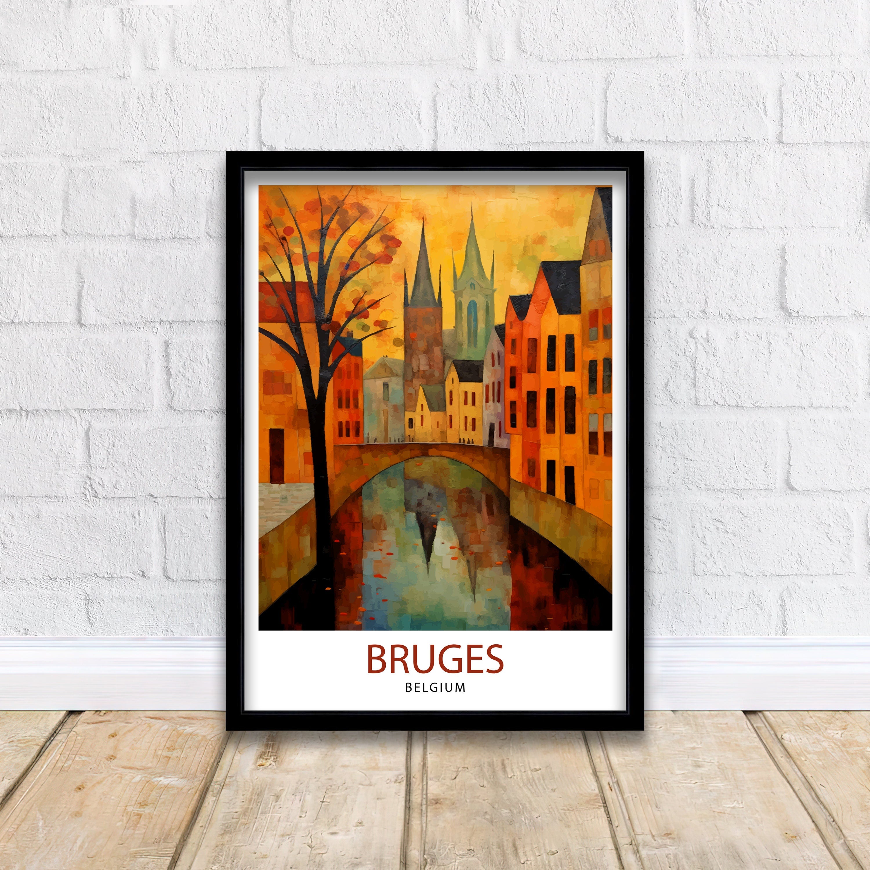 Bruges Belgium Travel Print Bruges Wall Decor Bruges Poster Belgium Travel Prints Bruges Art Print Bruges Illustration Bruges Wall