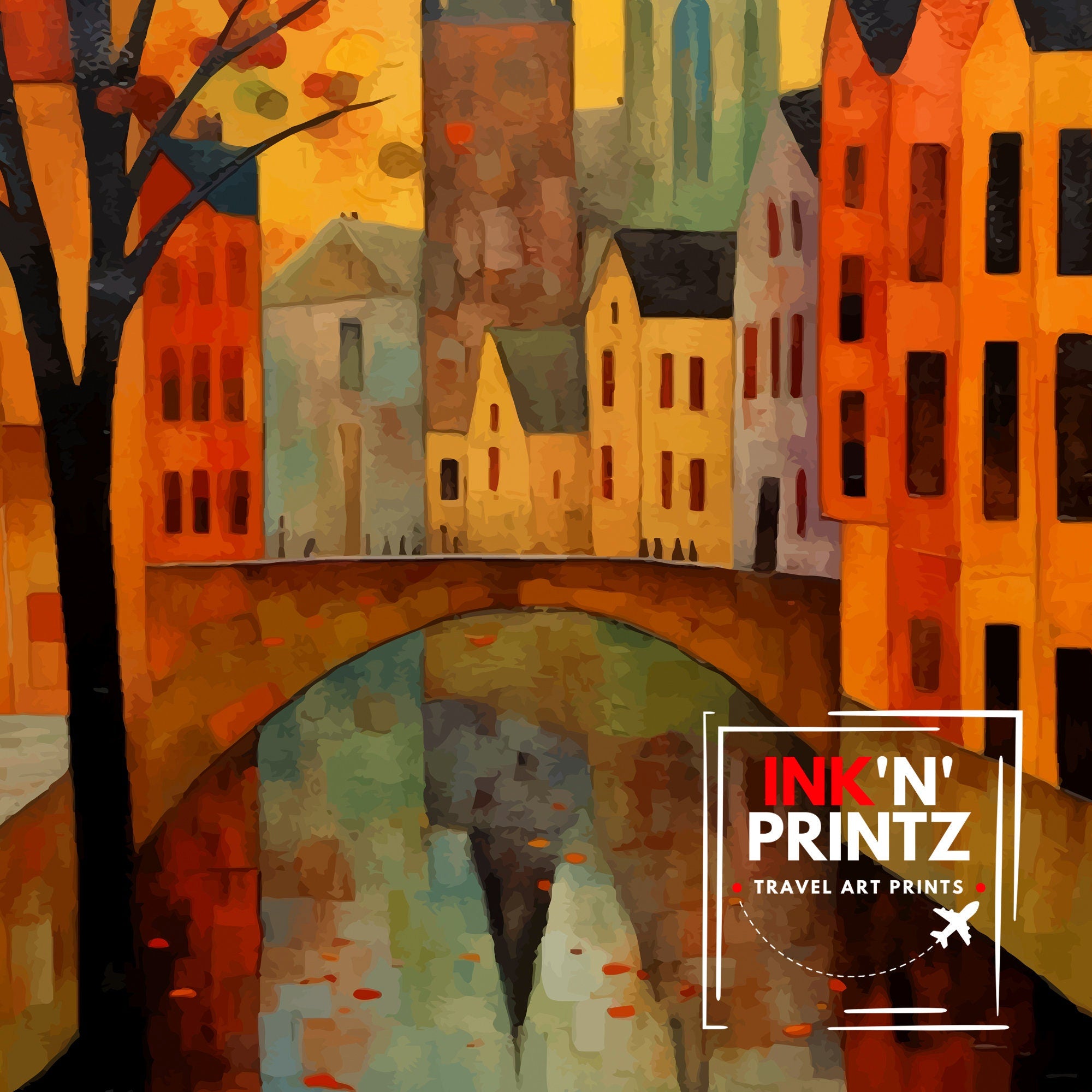 Bruges Belgium Travel Print Bruges Wall Decor Bruges Poster Belgium Travel Prints Bruges Art Print Bruges Illustration Bruges Wall